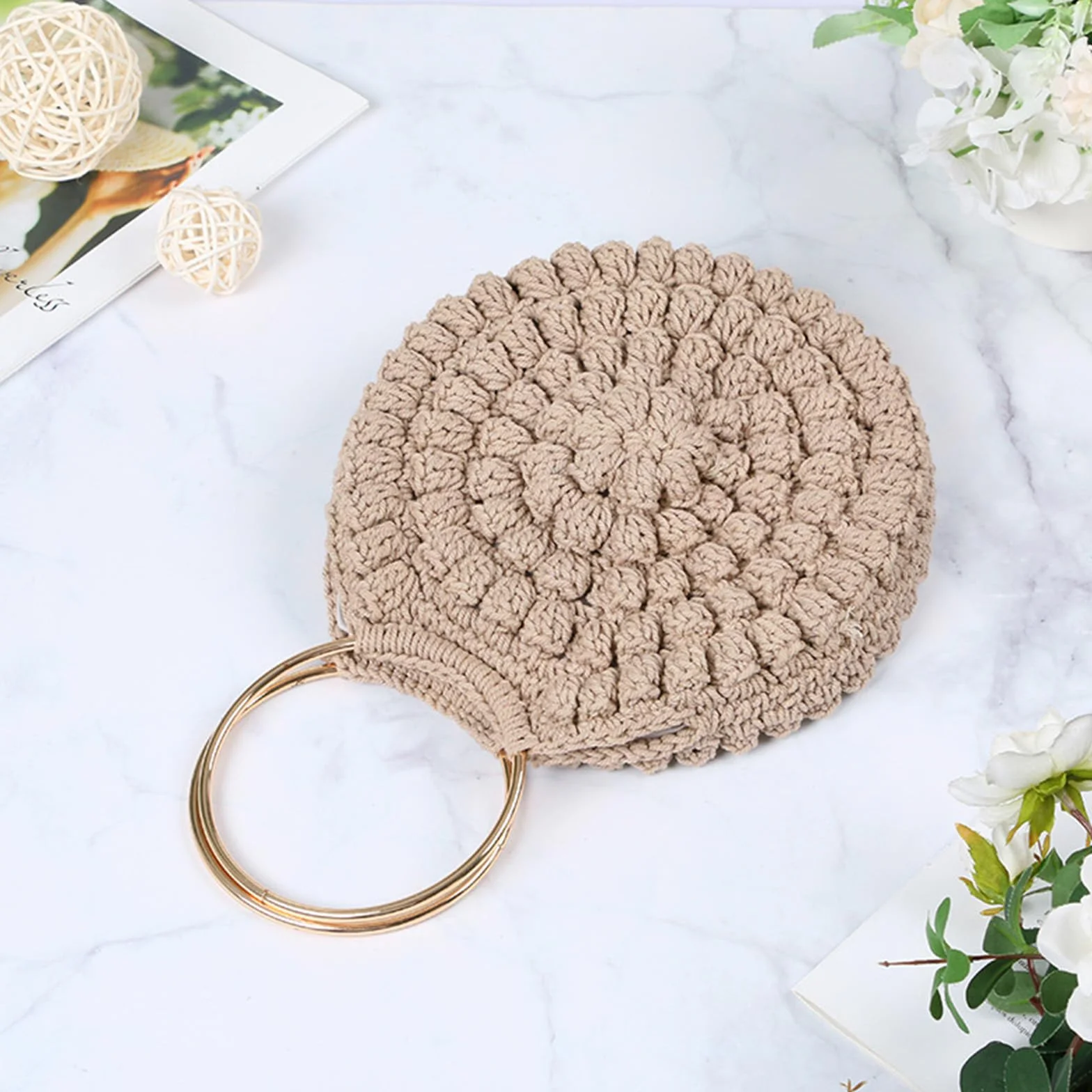 6 x Manici in Metallo per Borse,Manici per Borse Uncinetto, Sostituzione Manici Ideali per Borse in Pelle, Tote Bag, Borse a Cornice, Fatti a Mano e Uncinetto DIY