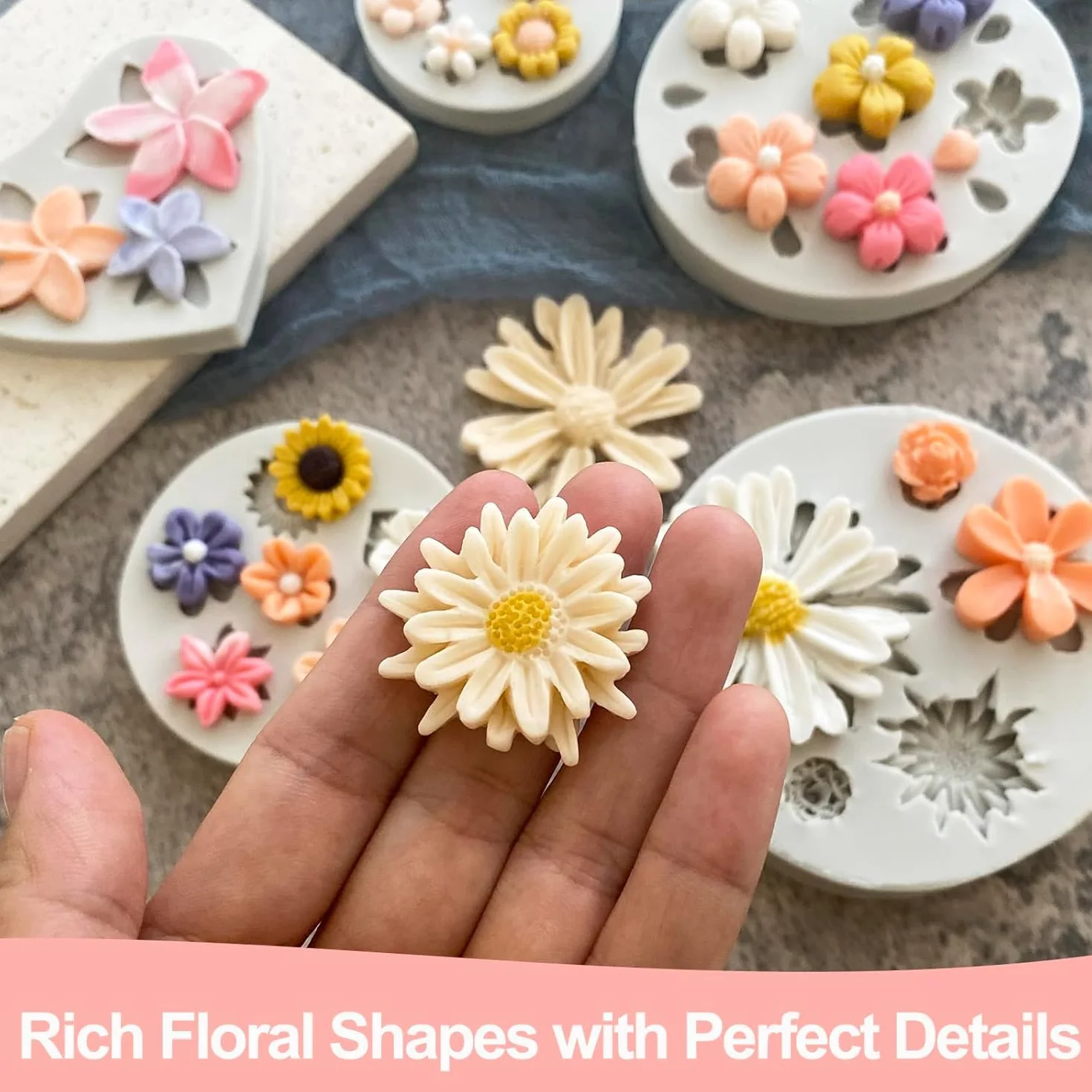 Stampo Silicone Fiori 5 Pezzi 3D Stampi Silicone Fiori Stampi in Silicone Fiori Pasta di Zucchero per Decorazione di Torte, Pasticceria, Produzione di Saponi Candele (A)