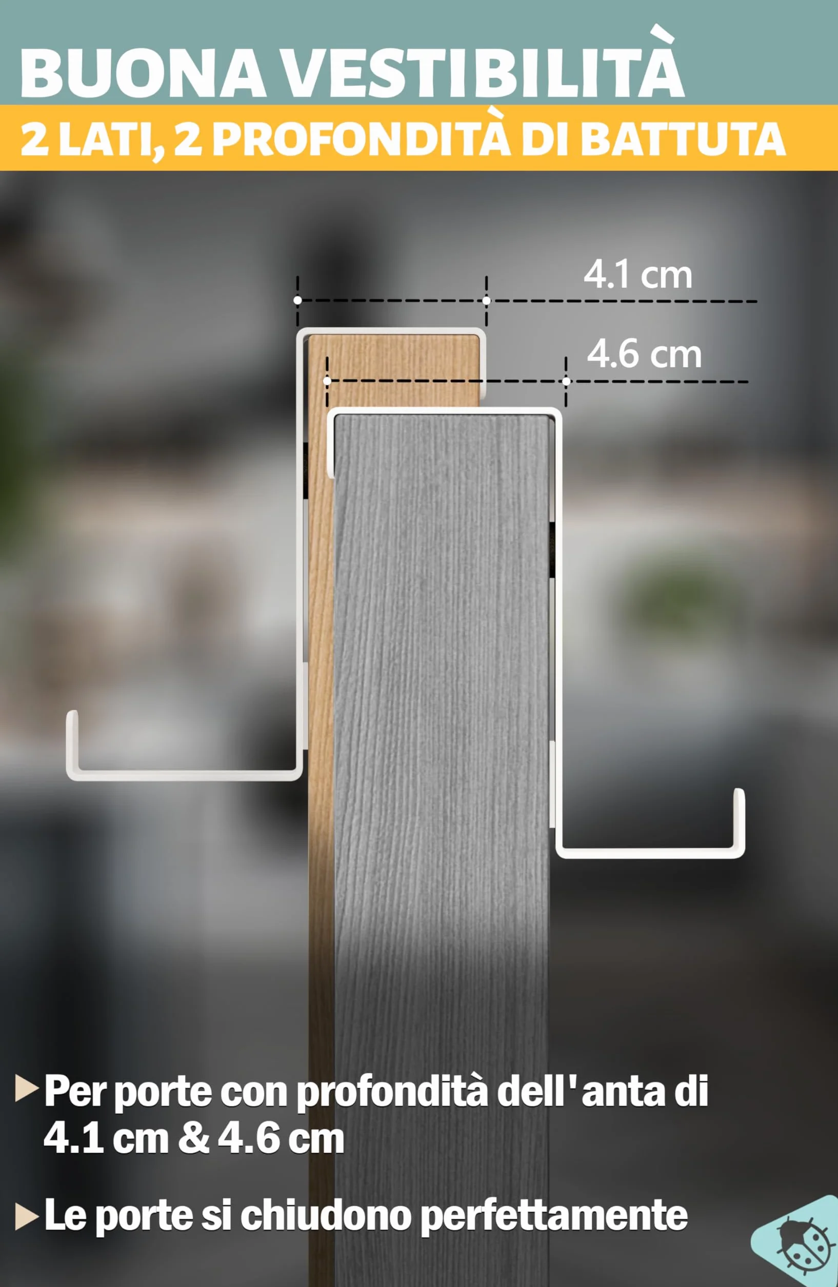 Menz attaccapanni da porta 10 pezzi bianco ganci 4,1 cm e 4,6 cm resistenti