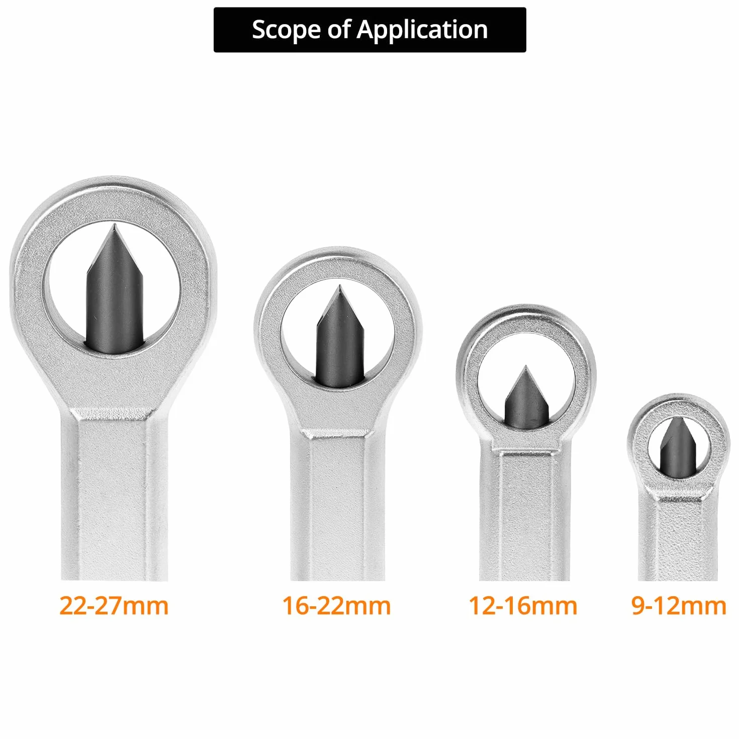 QWORK 4 Pezzi Spaccadadi Meccanico per Rimuovere i Dadi Danneggiati, 9-12mm/12-16mm/16-22mm/ 22-27mm