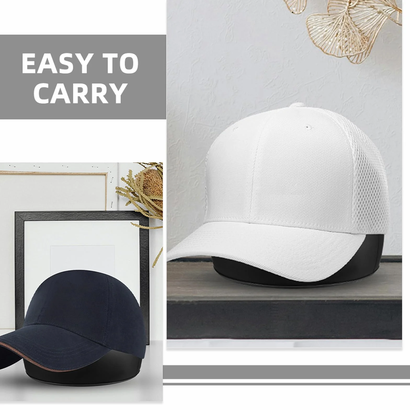 Healvian 2 Pezzi Sagomatore per Cappellino da Baseball in Pvc Nero, Supporto Gonfiabile per Cappelli