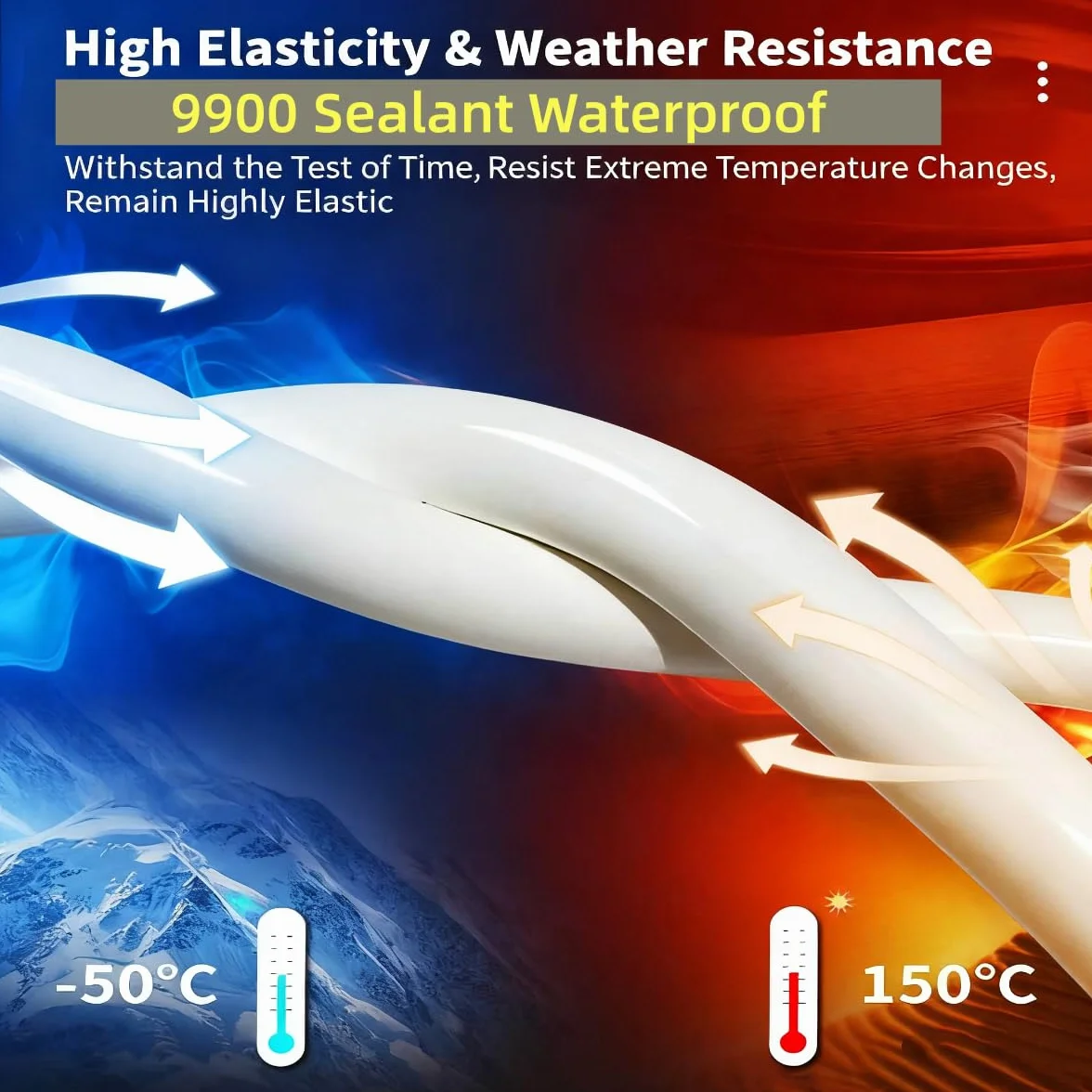 9900 Sealant Waterproof, Silicon Sealant Waterproof 9900, Permanent Solution for Roof & Wall Cracks, Heat Resistant, Tear and Stretch Resistance, for Outdoor and Indoor (Transparent,1pcs)