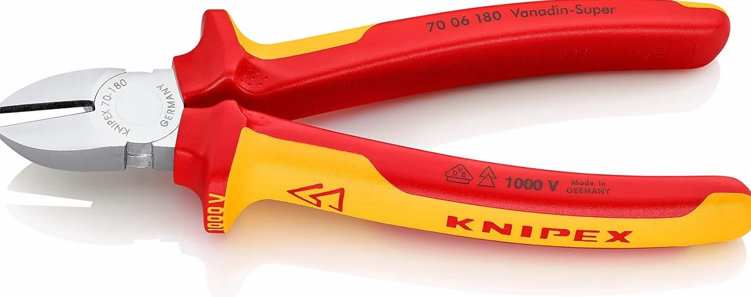 KNIPEX Tronchese laterale cromata isolati con manici rivestiti in materiale bicomponente, collaudati VDE 180 mm, 70 06 180