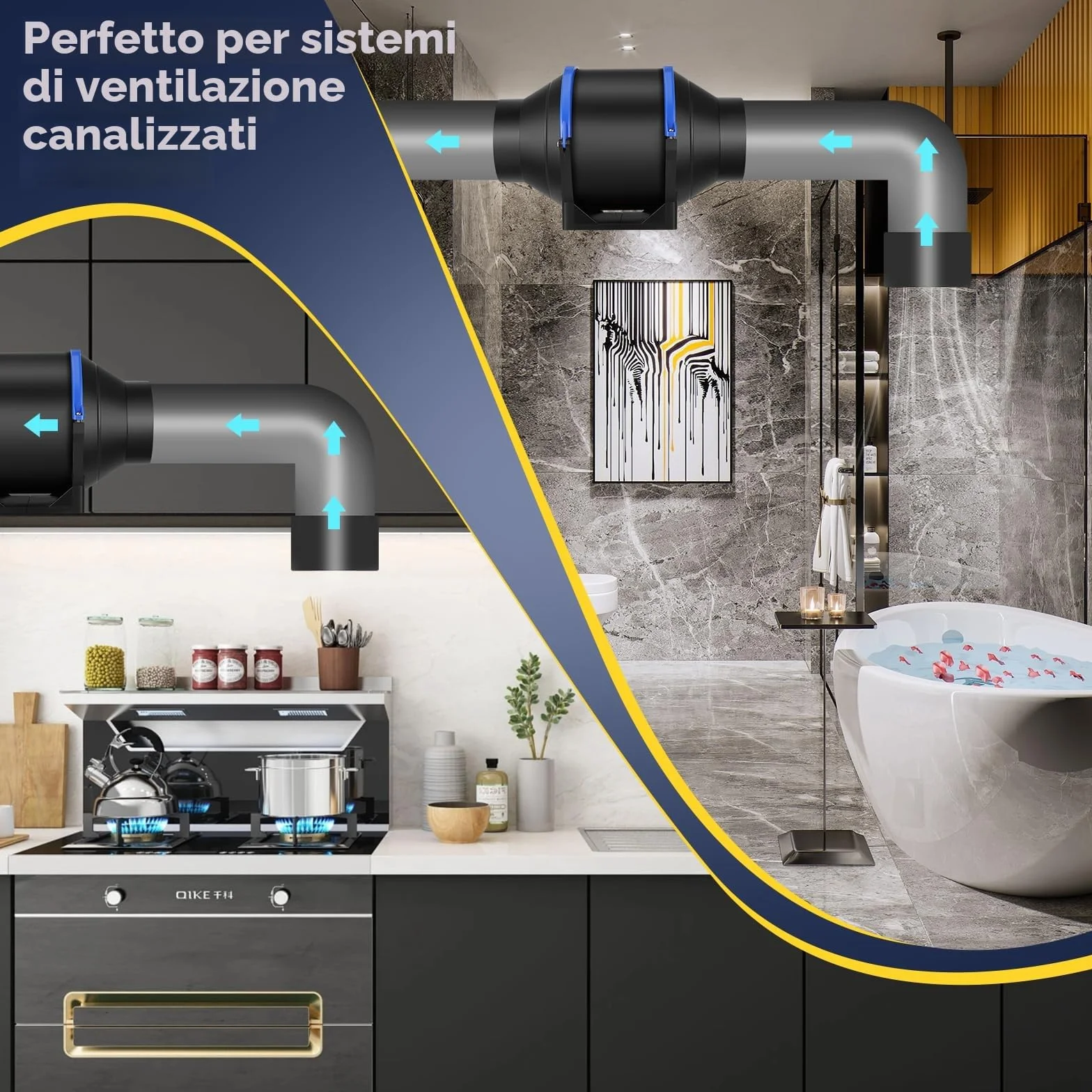 Ventilatore Silenzioso A Condotto Del Fumo 100 mm Regolabile, Per Bagno, Ufficio, Fabbrica