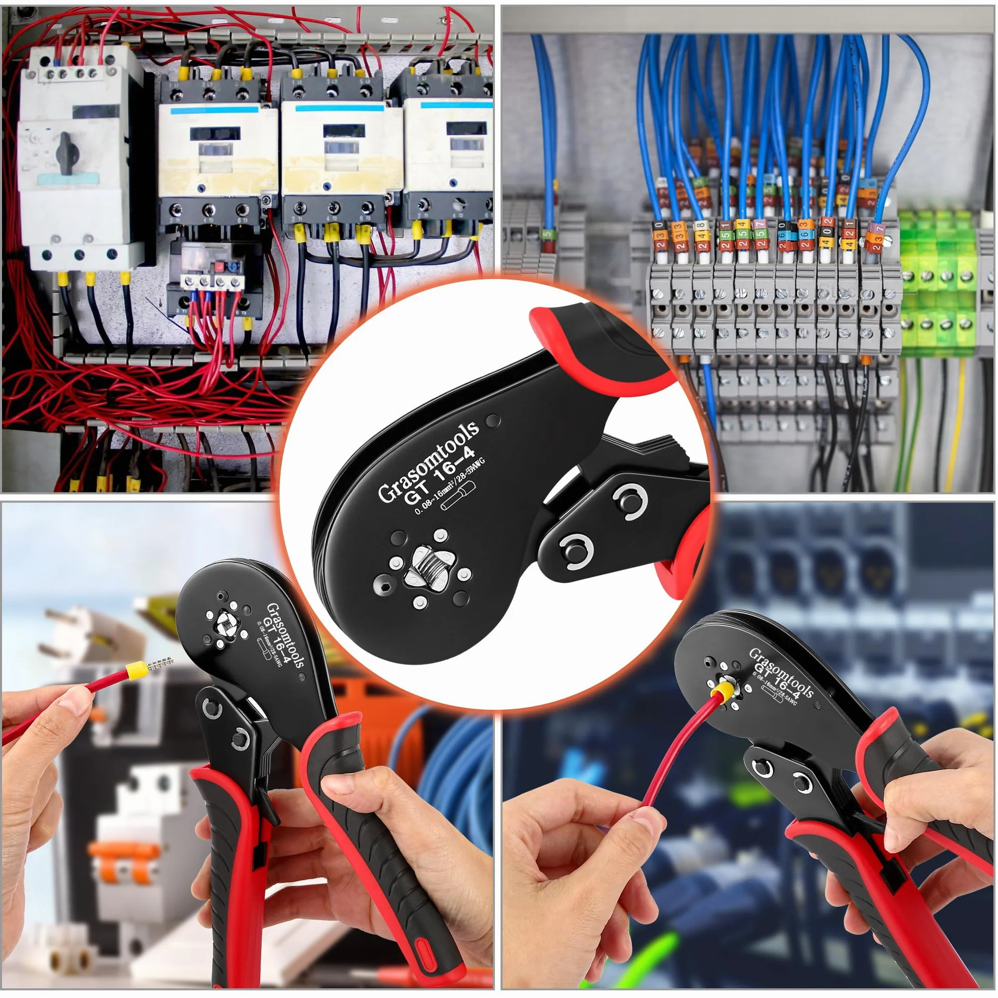 Kit di strumenti per crimpare ghiere, connettori a ghiera doppia e singola, pinze a crimpare filo a ganascia quadrilatera (0,08-16 mm²) con manicotti per connettori terminali 1200 pezzi