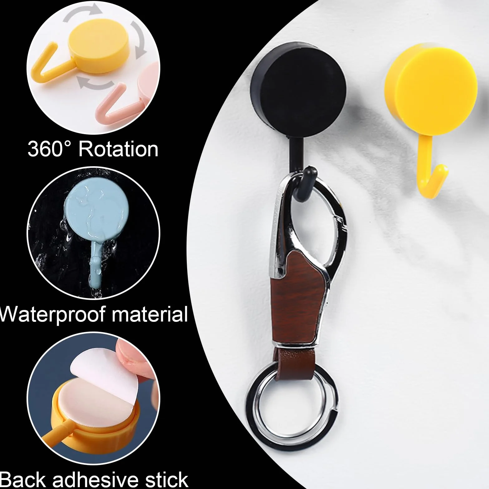 CATOR 14 Pezzi Gancio Adesivo da Parete, Ganci Colorati Senza Foratura per Bagno e Cucina