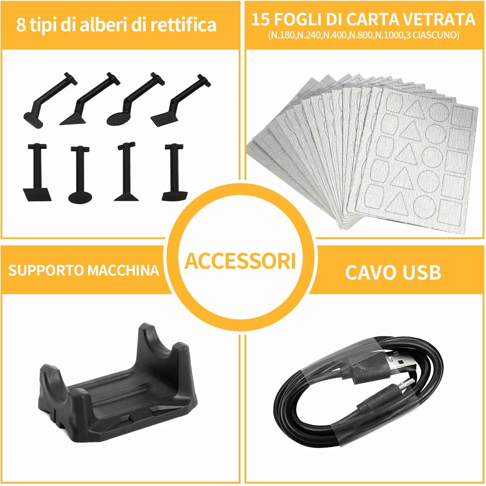 Levigatrice a Penna Senza Fili 5 Velocità Ricarica USB Luce LED Multiuso per Levigatura Lucidatura Finitura