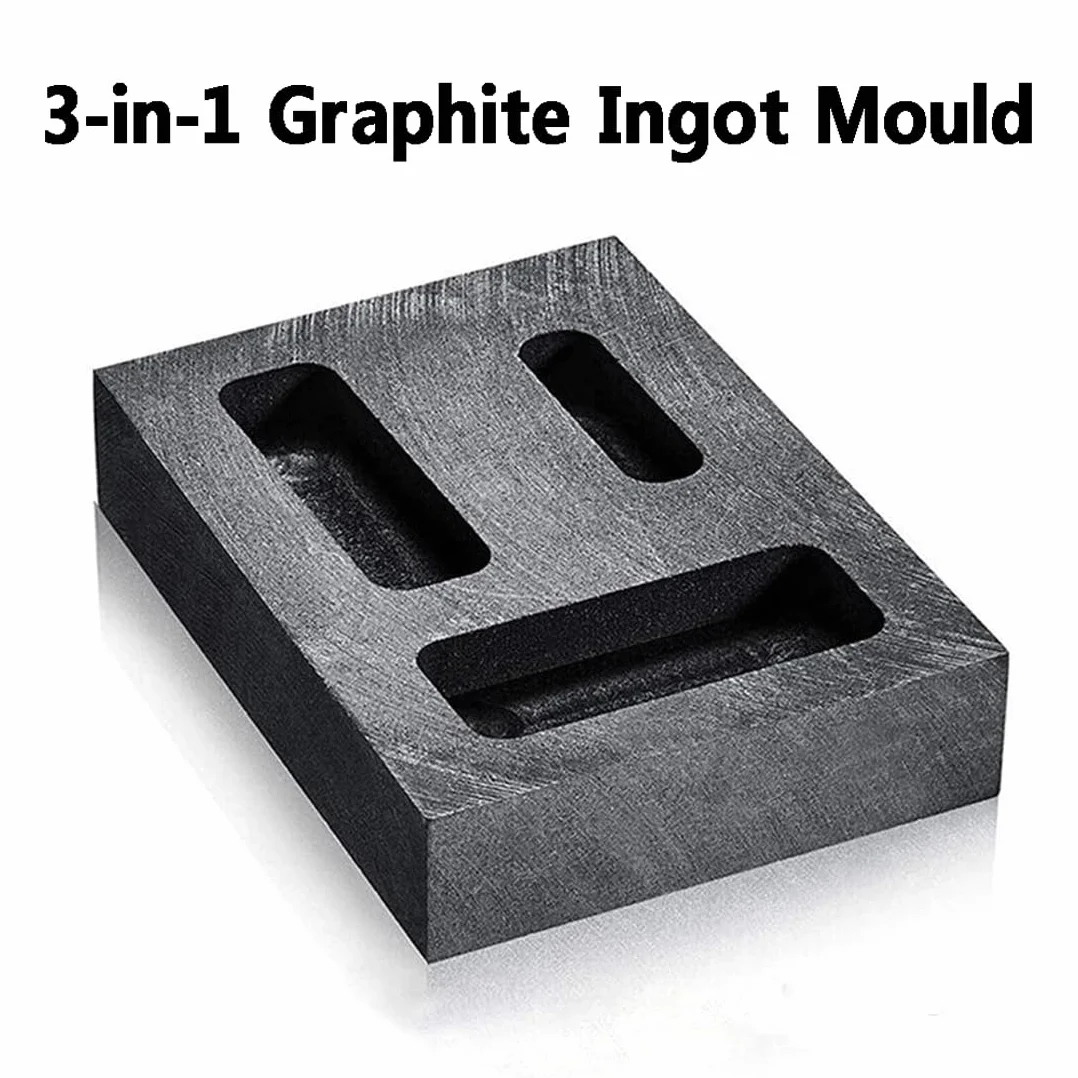 Kit di fusione per torcia, 6 pezzi, per raffinazione e creazione di gioielli in oro e argento, include barra, stampo per lingotti in grafite 3 in 1, crogiolo al quarzo, grafite cilindrica