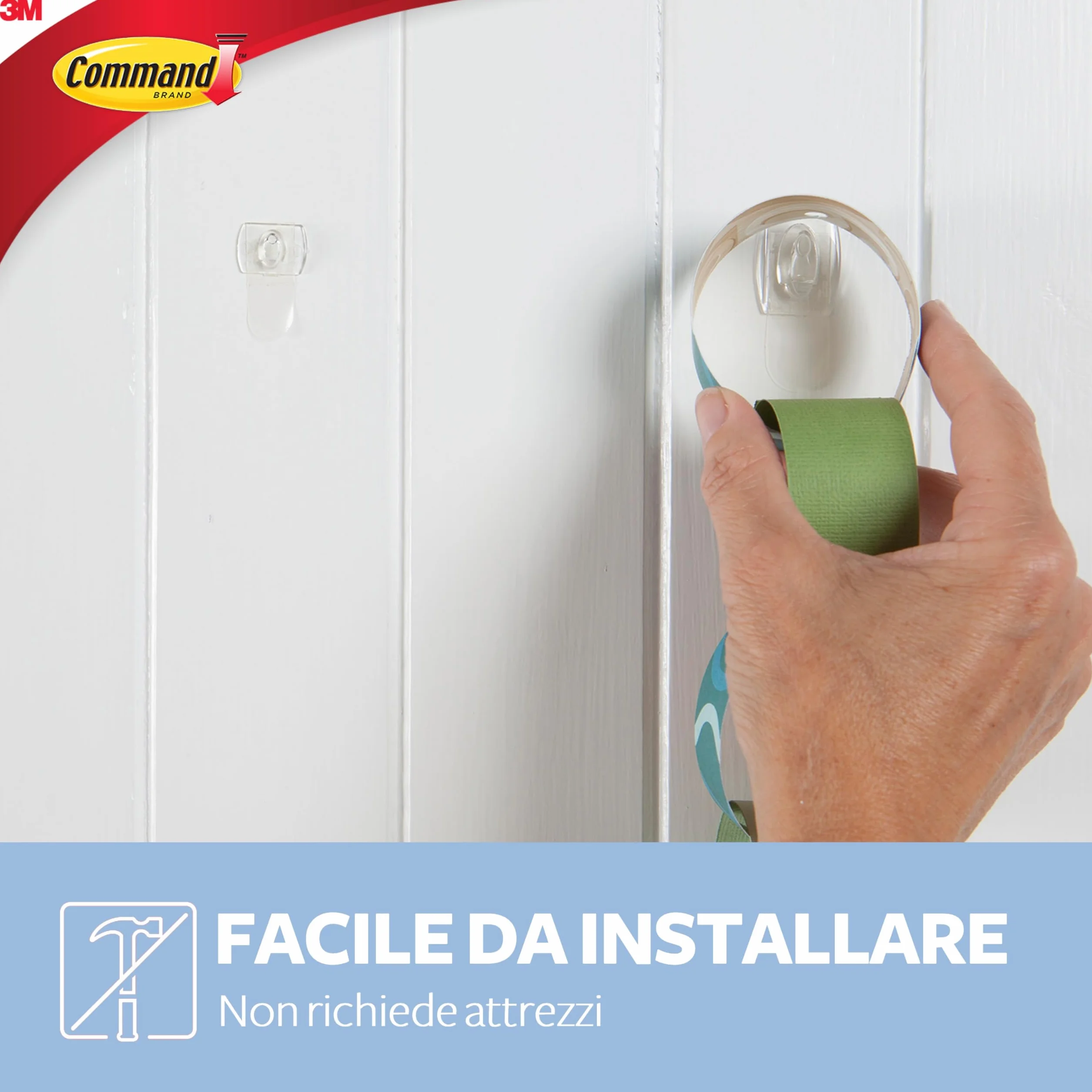 Command Mini Ganci Adesivi Trasparenti per Decorazioni Interne, 6 Ganci e 8 Strisce, Tenuta 225g