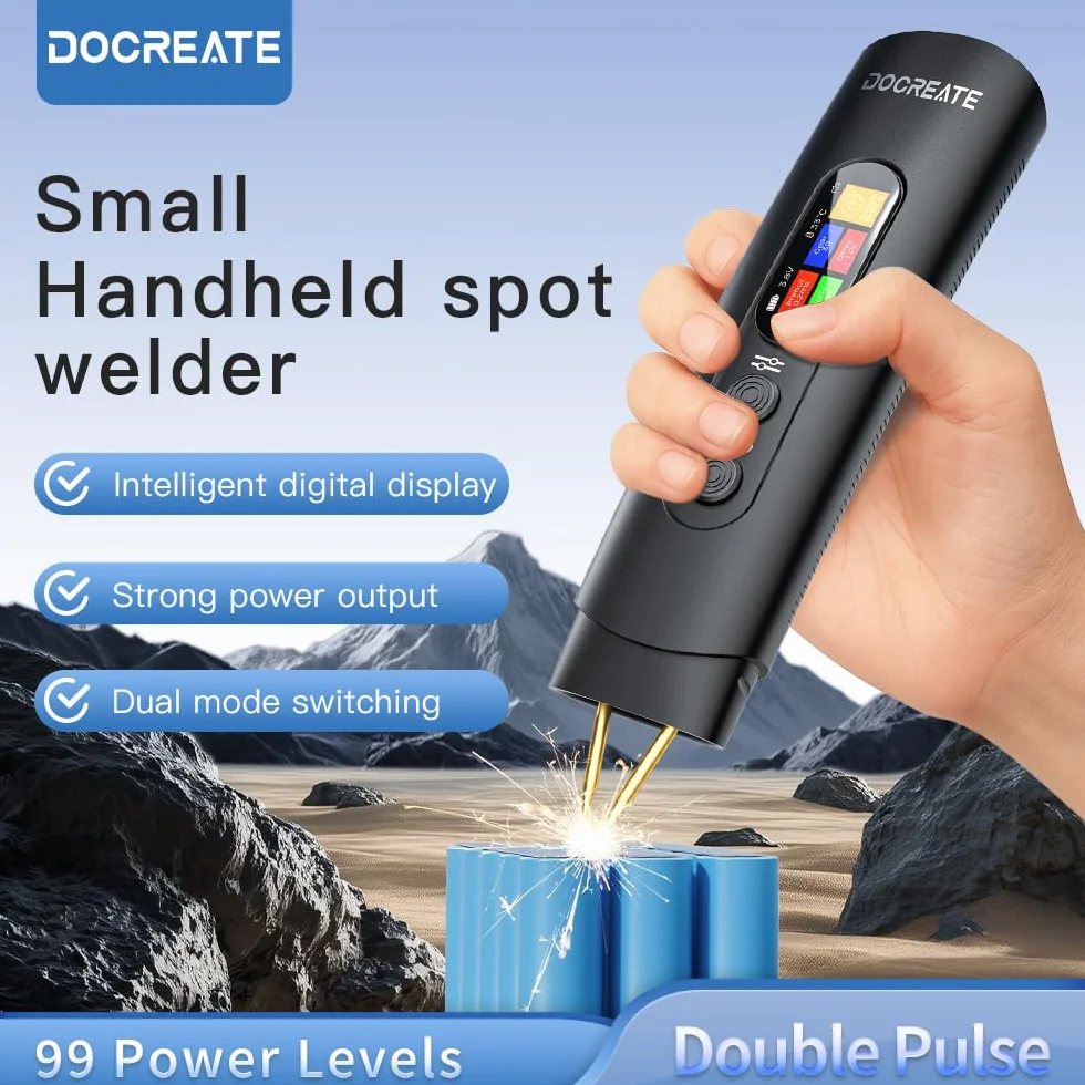 Saldatrice a punti per batterie, saldatrice a punti a batteria, 99 marce, regolabile con display LCD, ago di ricambio per saldatori a punti per batterie, modalità automatica e manuale (HU-10B)