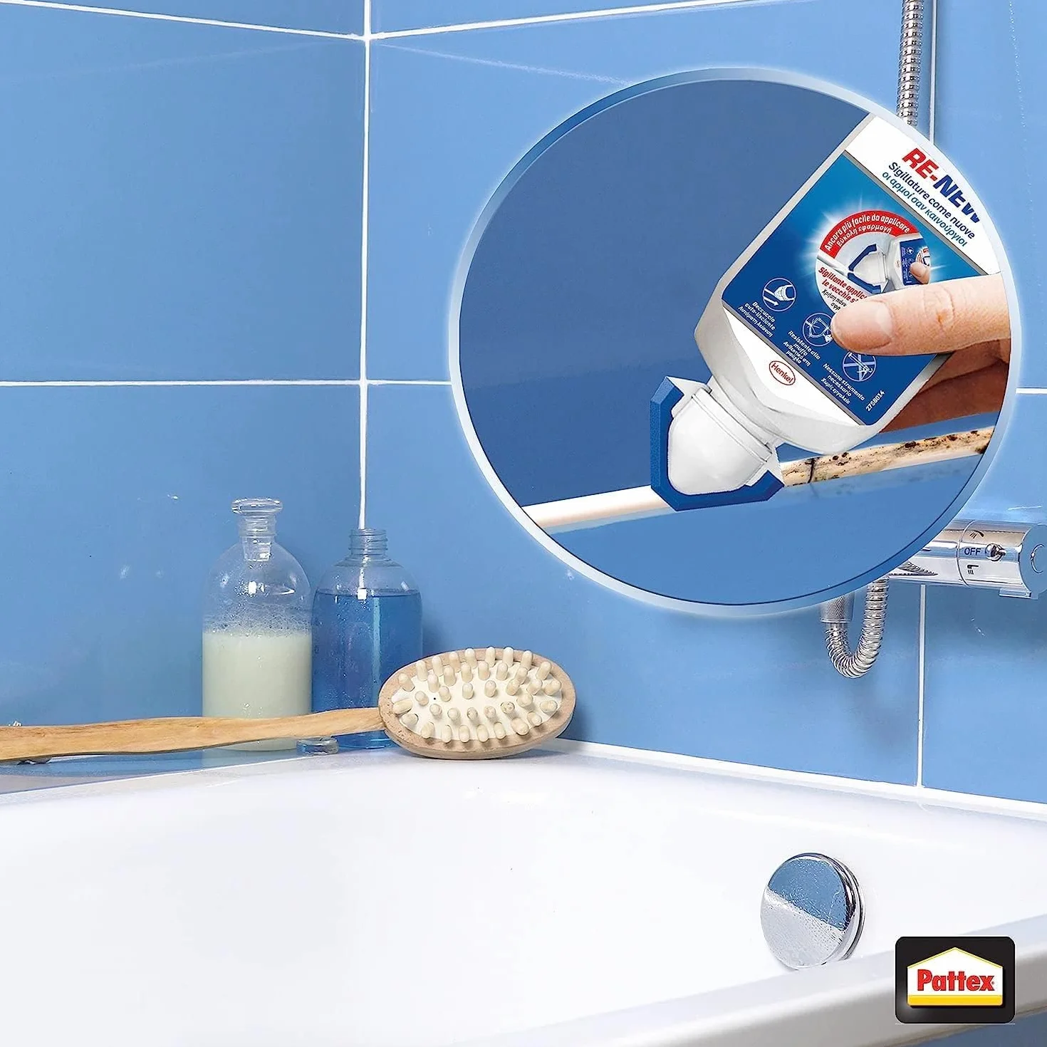 Pattex RE-NEW Bianco, Sigillante bagno e cucina per rinnovo fughe, Silicone sigillante bianco per rinnovare le fughe ed eliminare la muffa, applicazione facile, 1x80ml