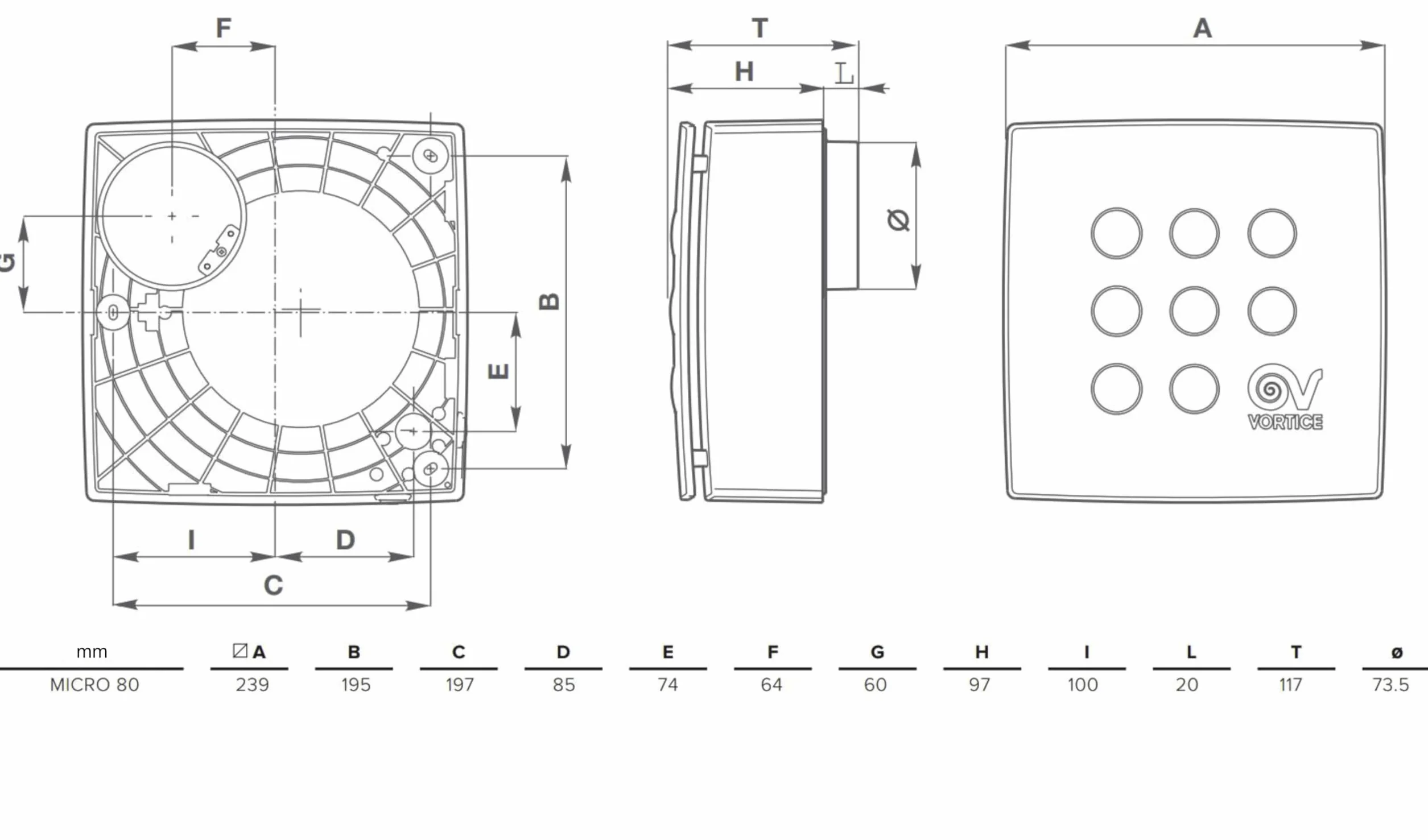 Vortice MICRO 80 Aspiratore Centrifugo da Condotto 80 mm 2 Velocità IPX4