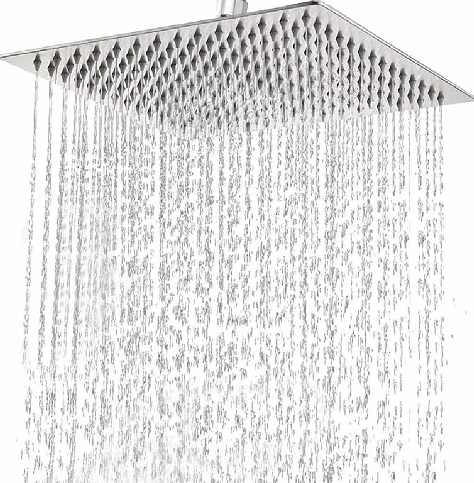 Soffione Doccia a Pioggia in Acciaio Inox, 30 x 30 CM, 12 Pollici Docce Fisso Quadrato, Acciaio, Cromo, ugello anti-otturazione