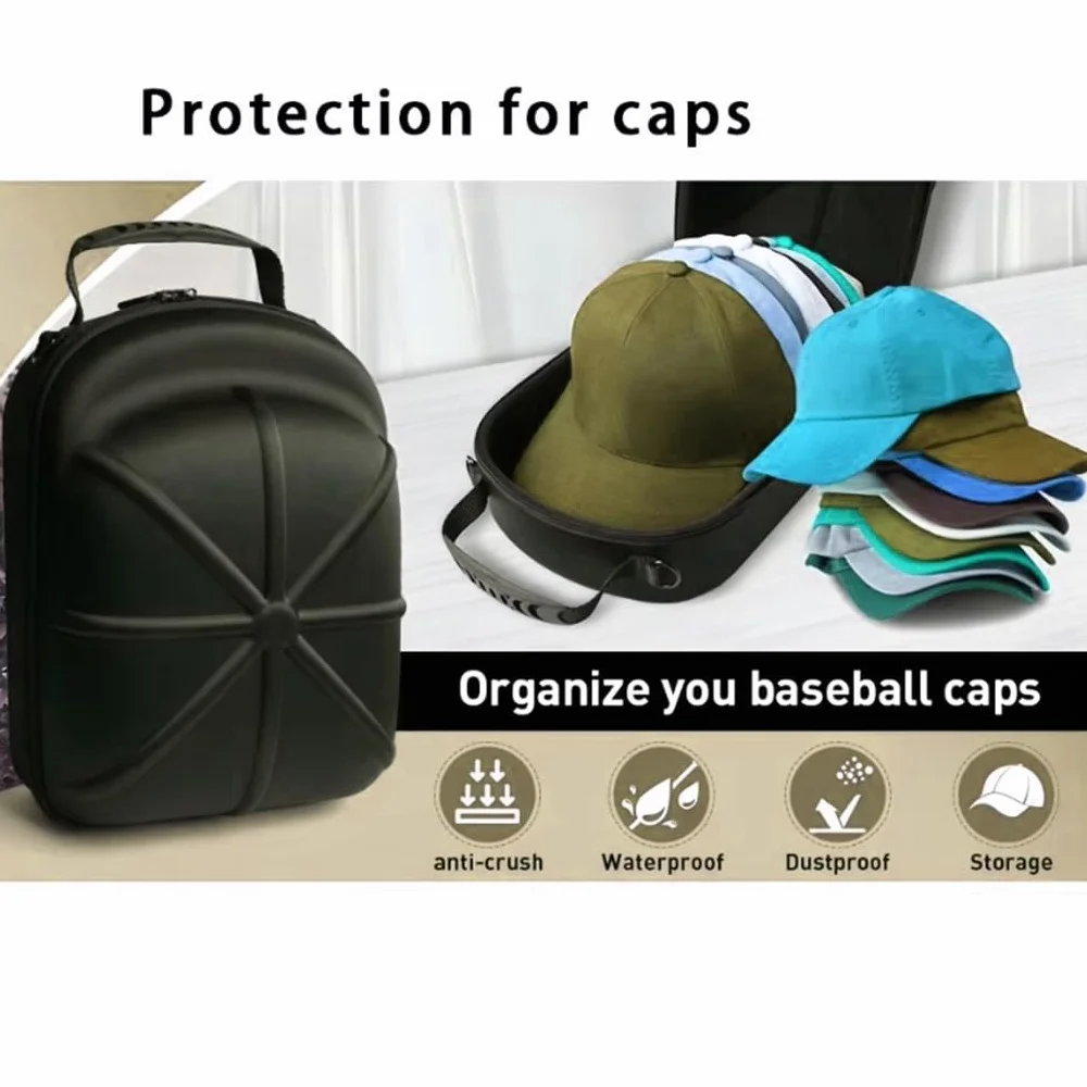 Borsa porta-cappelli da baseball in EVA, portatile e resistente alla pressione, adatta per i viaggi, per riporre cappelli da baseball.