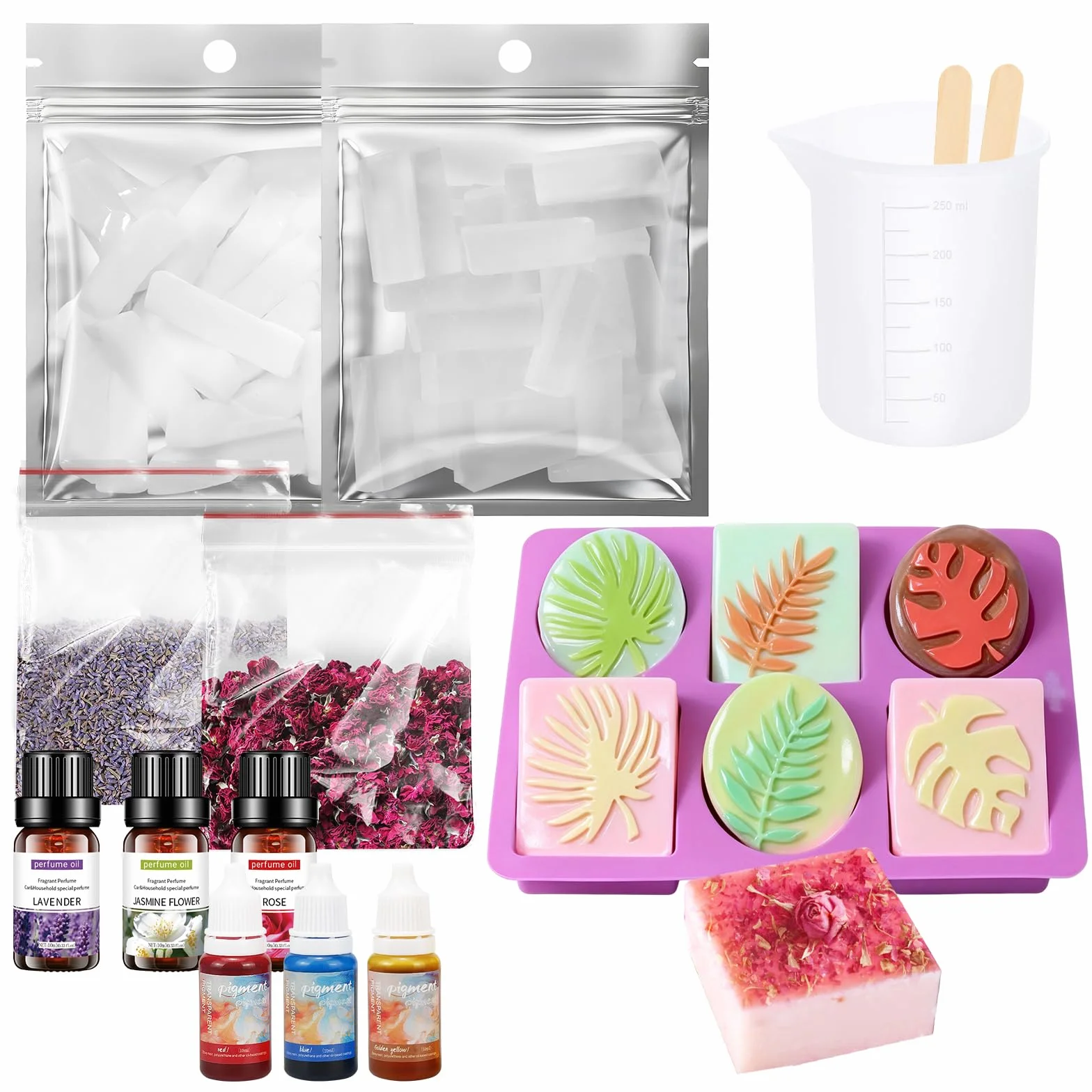 Kit Sapone Fai Da Te, Kit Fai Da Te Creativo Adulti, Contiene Base per Sapone, Essenza di Colore, Olio Profumato, Muffa, ecc., Può Essere Regalato