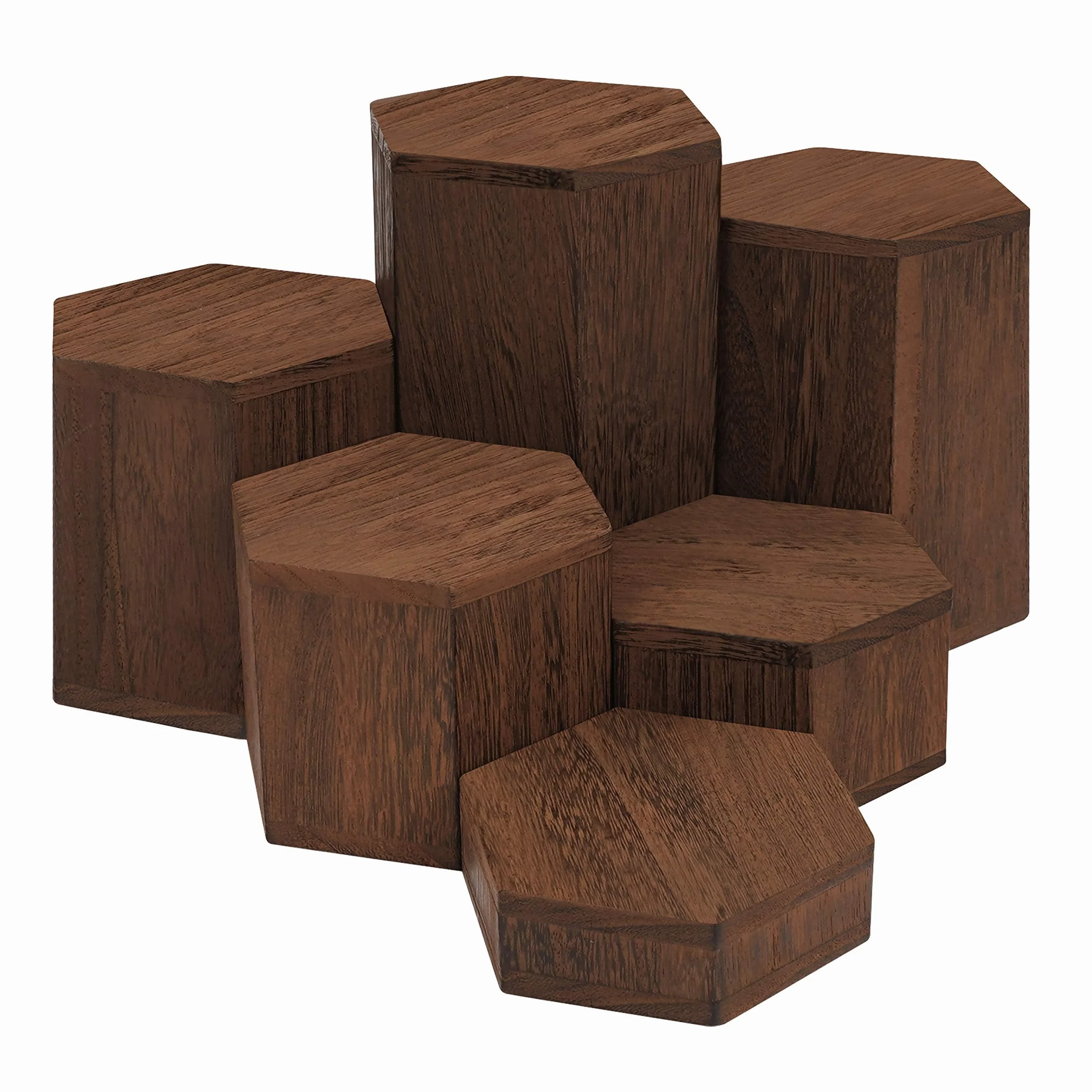 BELLE VOUS Alzatina in Legno Rustico Espositore (6pz) - Colonna per Vetrine e Ripiani - Ceppo Tronco per Gioielli, Arredo Casa, Cupcakes e Dessert - Centrotavola