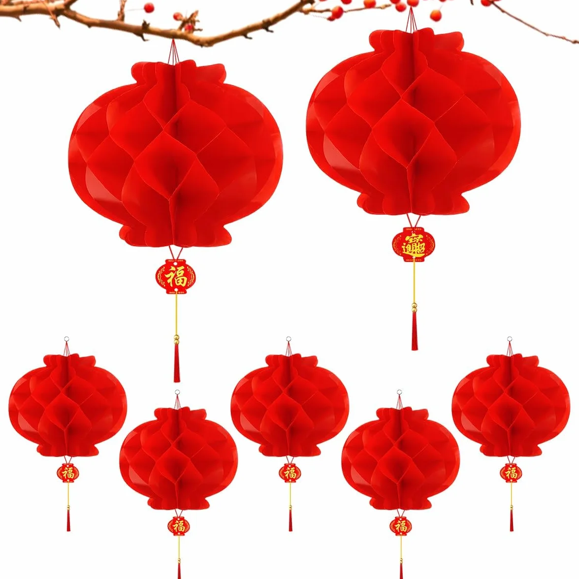 Lanterne Cinesi 20/25CM 20 Pezzi, Rosse Pieghevoli Impermeabili Decorazioni Capodanno Cinese