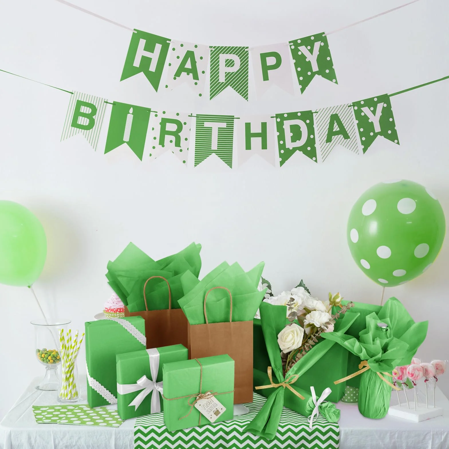 CHRORINE 50 fogli carta velina verde multicolore confezione regalo artistica