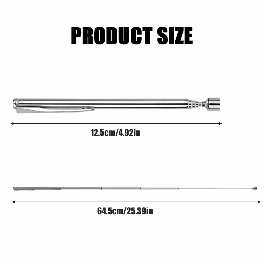 2pcs Barra Magnetica telescopica in Acciaio Inox Forte Magnete Chiavi Monete Viti Penne e Oggetti Metallici