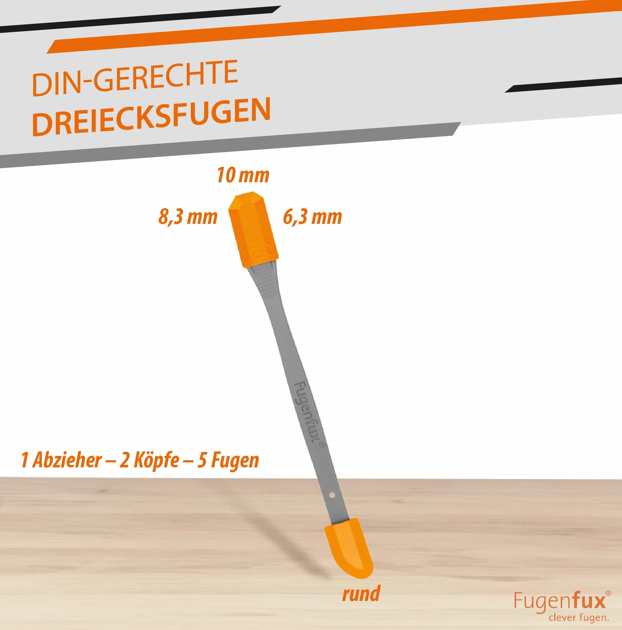 FUGENFUX® Modello 2025 MULTITOOL - Estrattore fughe 2 in 1 con rivoluzionaria punta magica e 5 stampi per fughe - Piastra versatile, Estrattore silicone, Made in Germany, ideale per silicone, acrilico