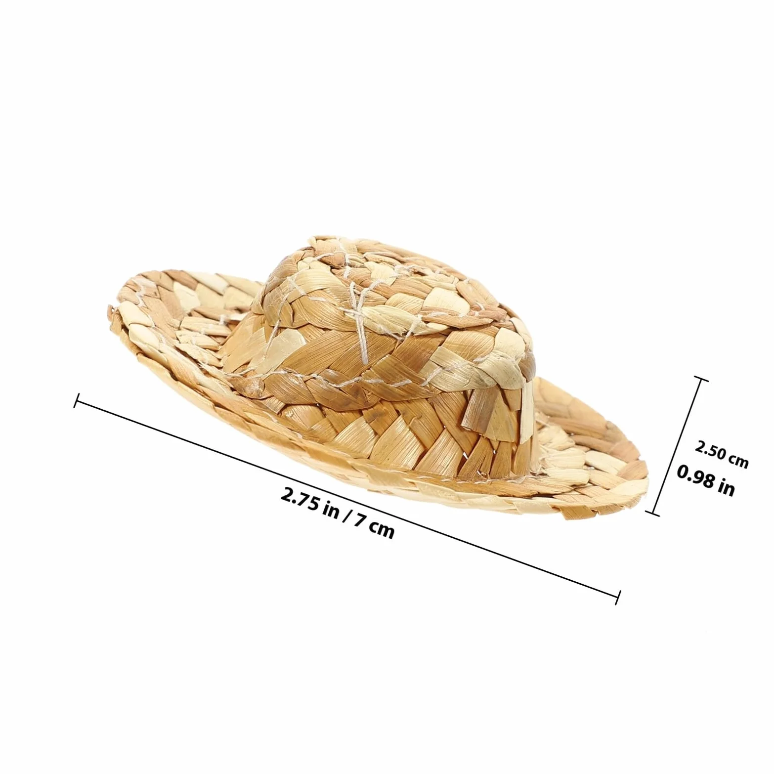 STOBAZA 12 Pezzi Cappelli di Paglia Intrecciati Miniature Cappellini Beige in Materiale Sintetico Leggero e Sicuro per Bambole e Animali Domestici Accessori per Feste e Gioco