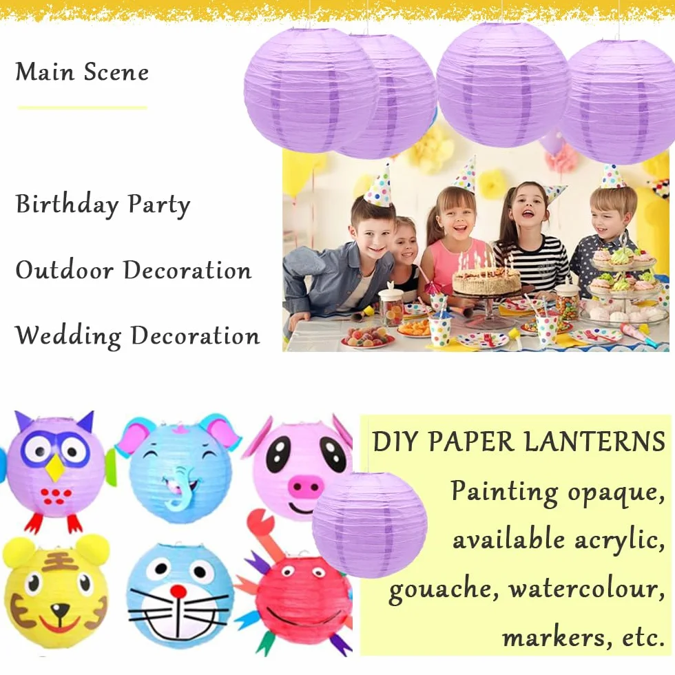 6 Pezzi Lanterne di Carta 30cm Lanterna di Carta Rotonde da Appendere in Carta Lanterne Lanterna di Carta per Decorare Luci e Decorazioni per Matrimoni Compleanni Diametro (ZDL/Purple)
