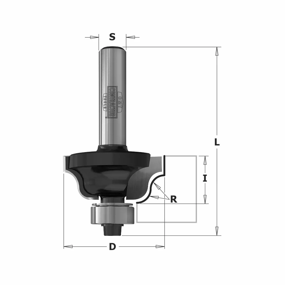 CMT Orange Tools K940-286 Fresa profilata HW Z2 S=8mm D=28.6mm | Metallo duro saldato, Z2 S=8mm, D=28.6mm, I=12.7mm, L=54mm, R=4mm, rotazione destra, utensile con cuscinetto di guida