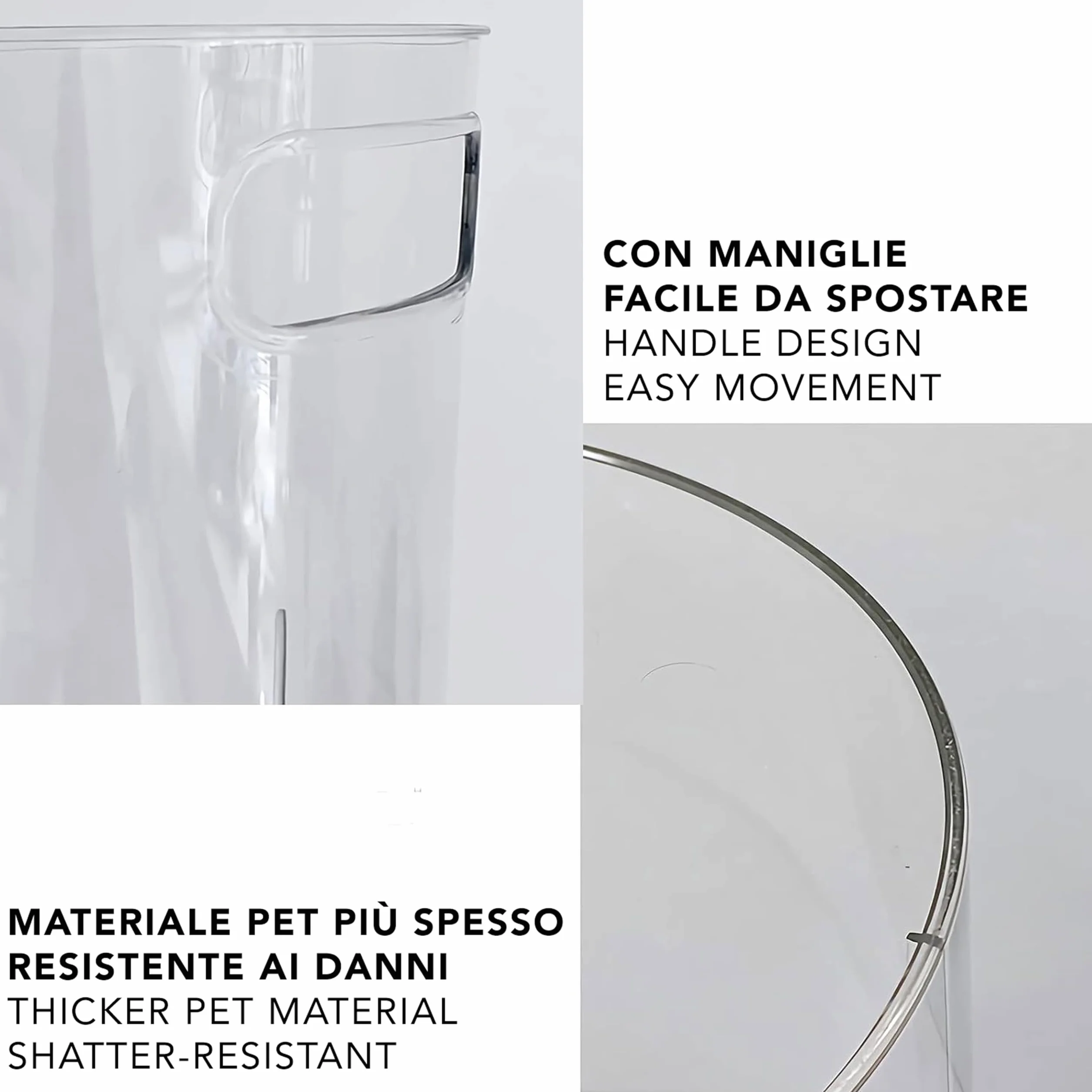 IPEA Cestino per la Carta in Plastica Trasparente - 22 X 19 cm - Design Minimal ed Elegante - Cestino Getta Carta Riciclaggio per Ufficio, Casa, Camera - Cesto Spazzatura per Scrivania, Tavolo