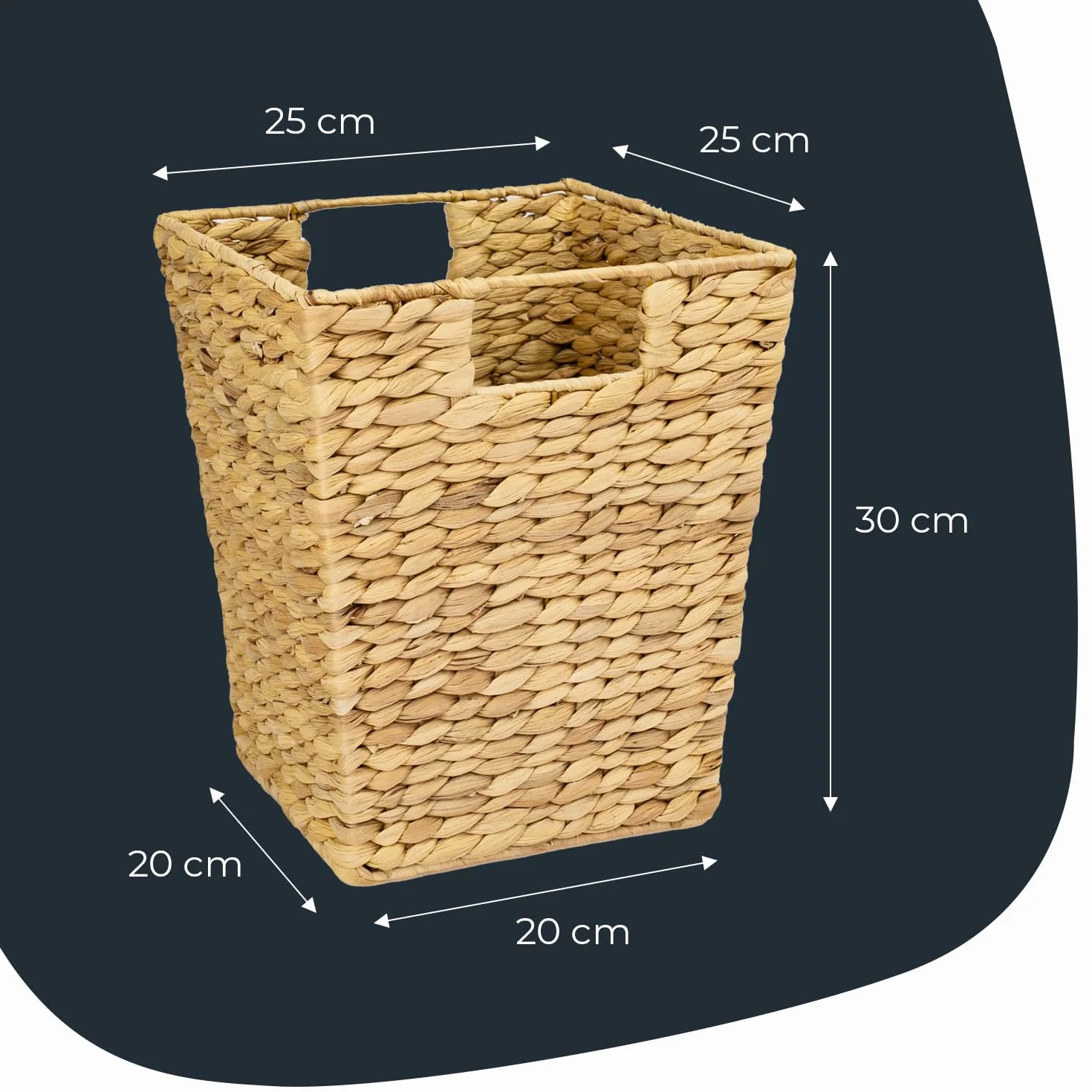 HMF Cestino per la carta, cestino per l'ufficio intrecciato in giacinto d'acqua | Rettangolare | 25 x 25 x 30 cm