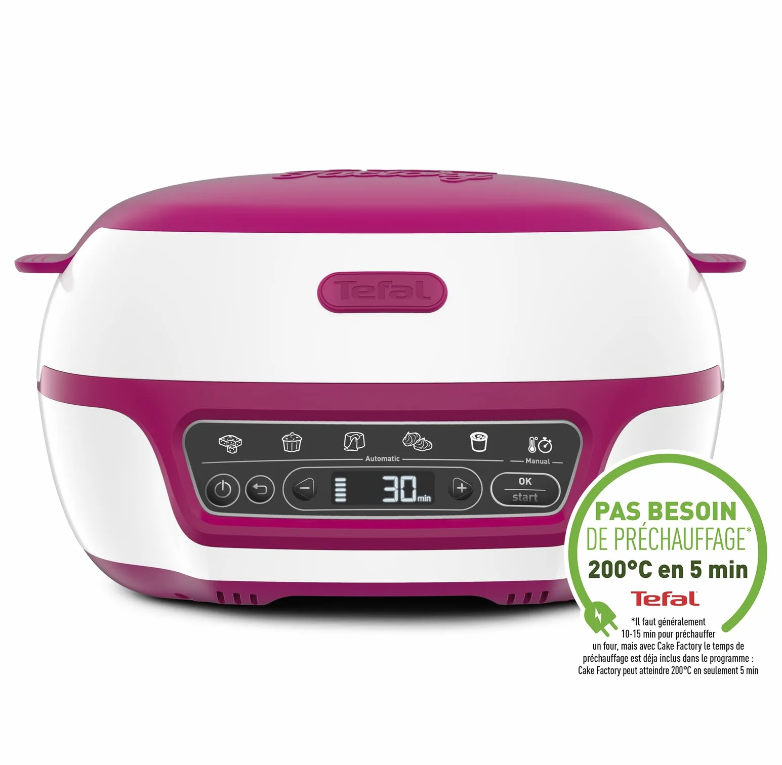 Tefal Macchina per torte intelligente, 5 programmi automatici, 1 modalità manuale, 12 stampi mini torte, 1 stampo grande, compatibile con la gamma CreaBake, Cake Factory Delizie KD810112