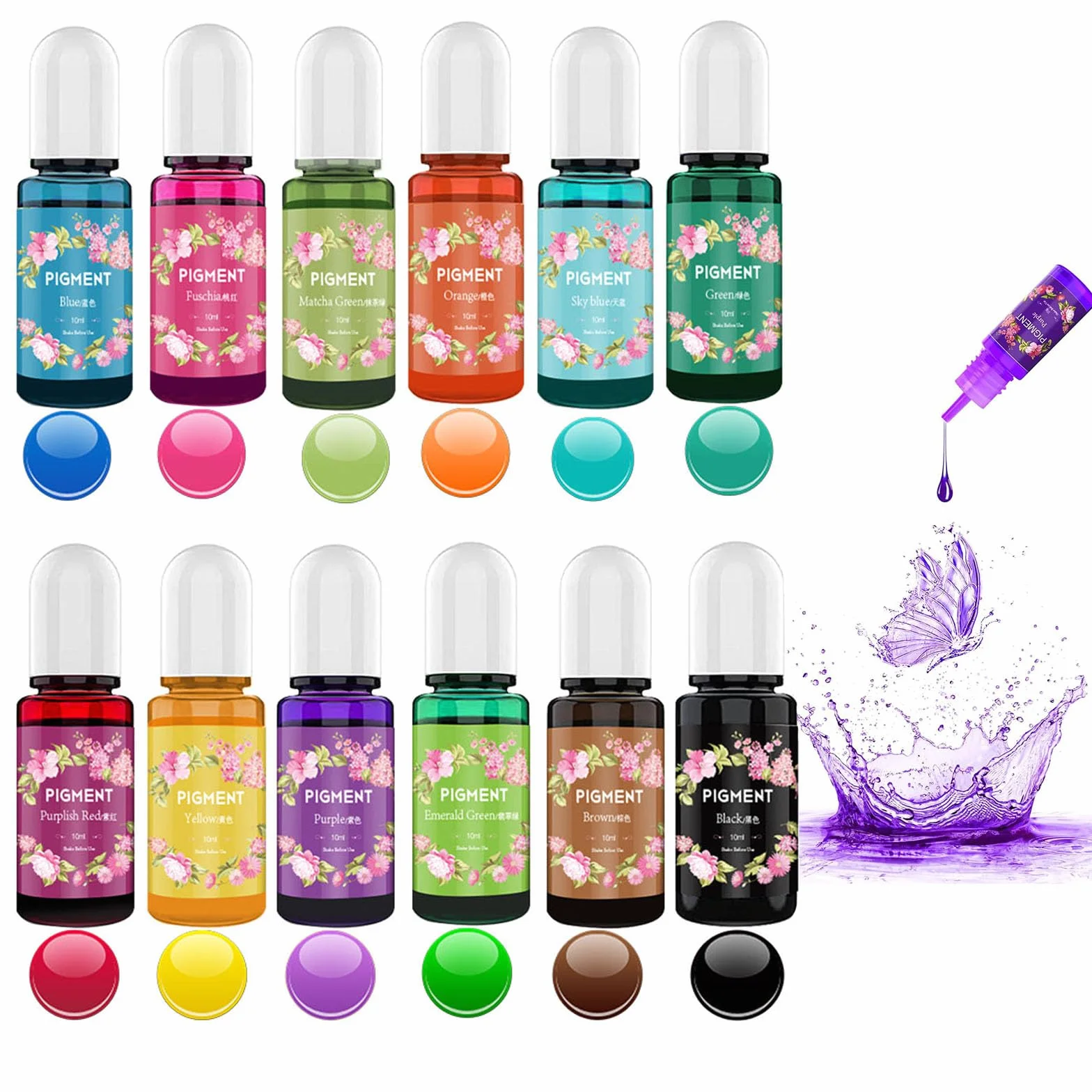 Colorante Liquido per Candele - Set 12 Colori in Cera 10ml per Cera di Soia e d'Api