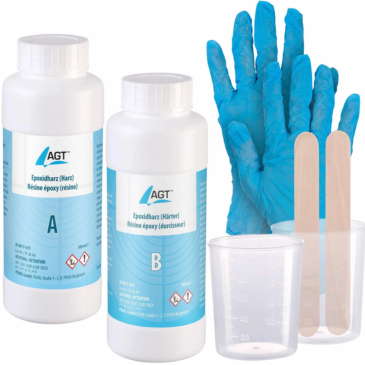 AGT resina: Resina epossidica, trasparente, 1000ml (colla epossidica, senza bolle, epossidico)