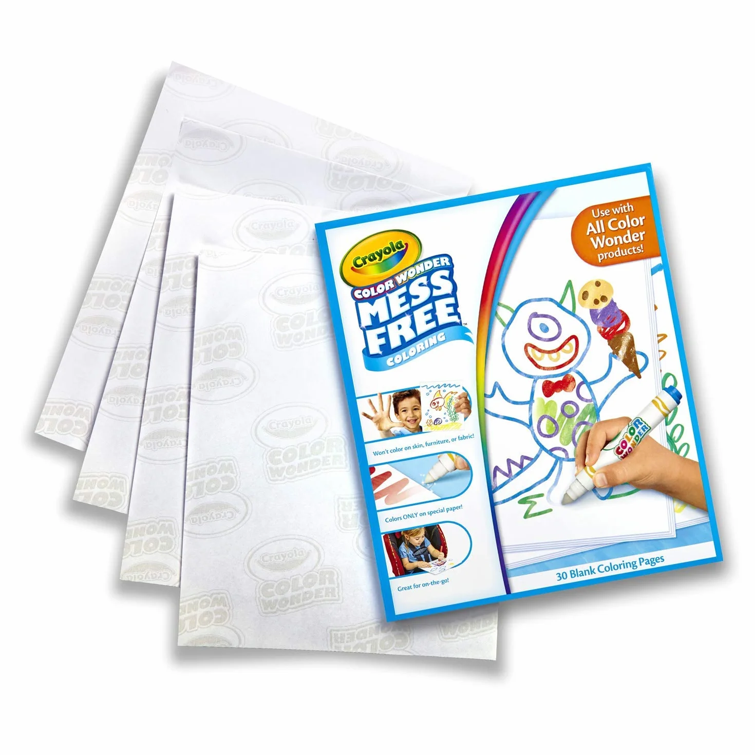 CRAYOLA Color Wonder Album Ricarica, 30 Pagine da Utilizzare con i Pennarelli Color Wonder Senza Macchia e il Magipennello Luminoso, Bianco