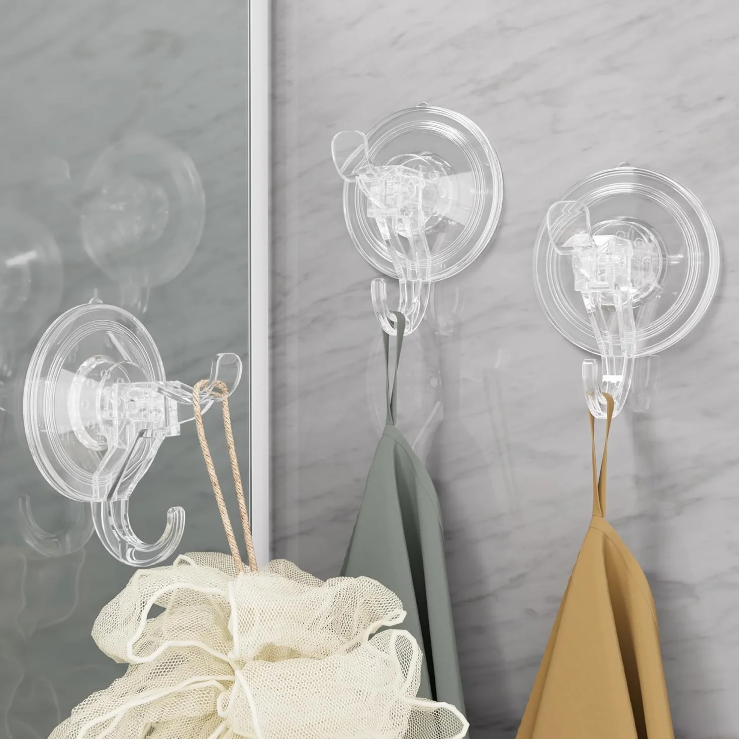 Antimbee 3 Pezzi Ganci a Ventosa Super Resistenti 5KG per Doccia Bagno Cucina Vetro