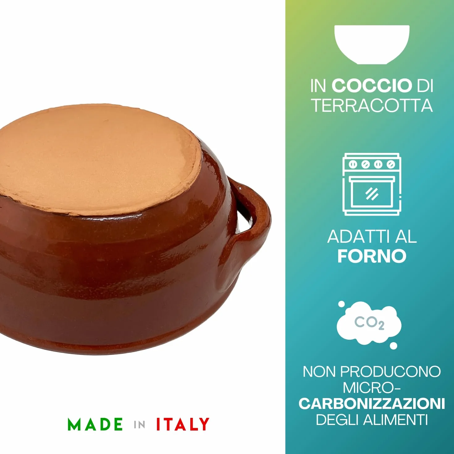 Virsus 6 Tegamini in Coccio Monoporzione 15x5 cm Ciotole in Terracotta con Maniglie Forno