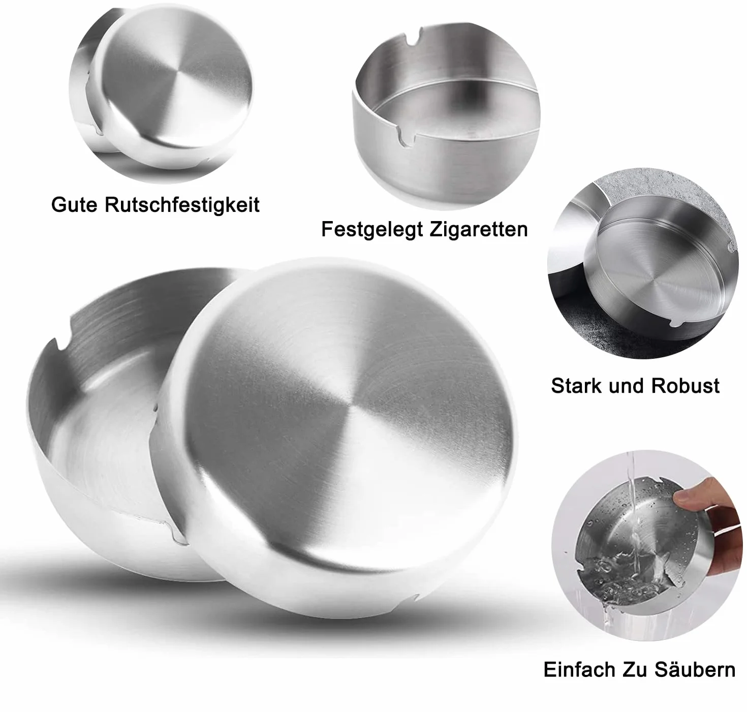 Posacenere Rotondo in Acciaio Inox 8cm 16 Pezzi