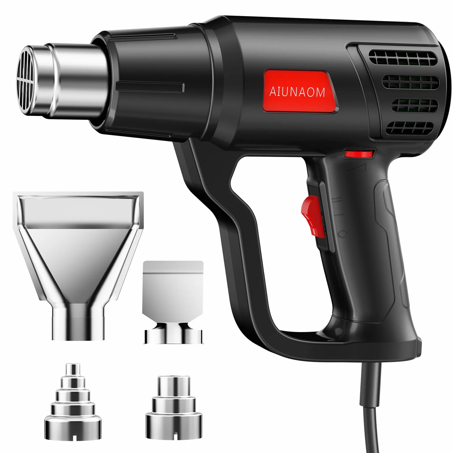 AIUNAOM Pistola ad Aria Calda 2000W Pistola Termica 50℃~650℃ Controllo di Temperatura Senza Livelli + 2 Velocità dell'aria Protezione da Sovraccarico Per Riscaldamento Saldatura e Sbrinamento