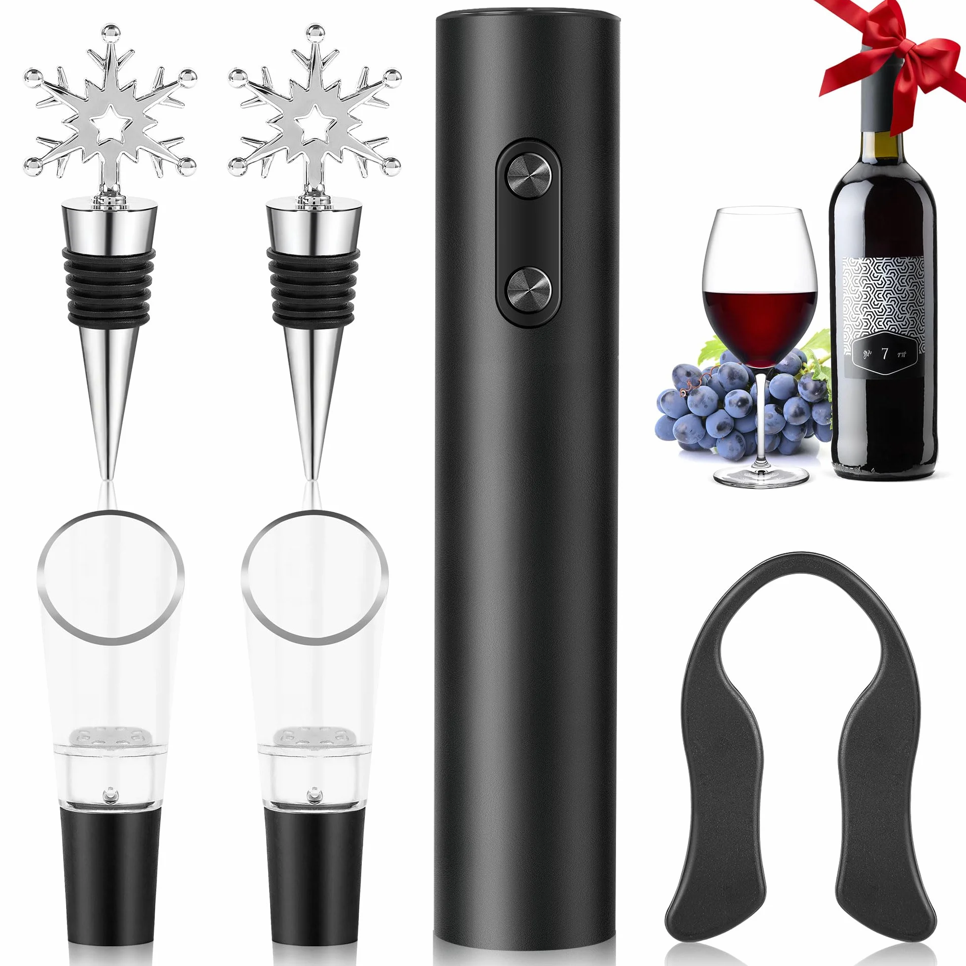Cavatappi Elettrico per Vino，Cavatappi Elettrico Professionale Automatico, Apribottiglie Elettrico,Set Regalo Apribottiglie Elettrico 6-in-1，Set Regalo per Amanti del Vino