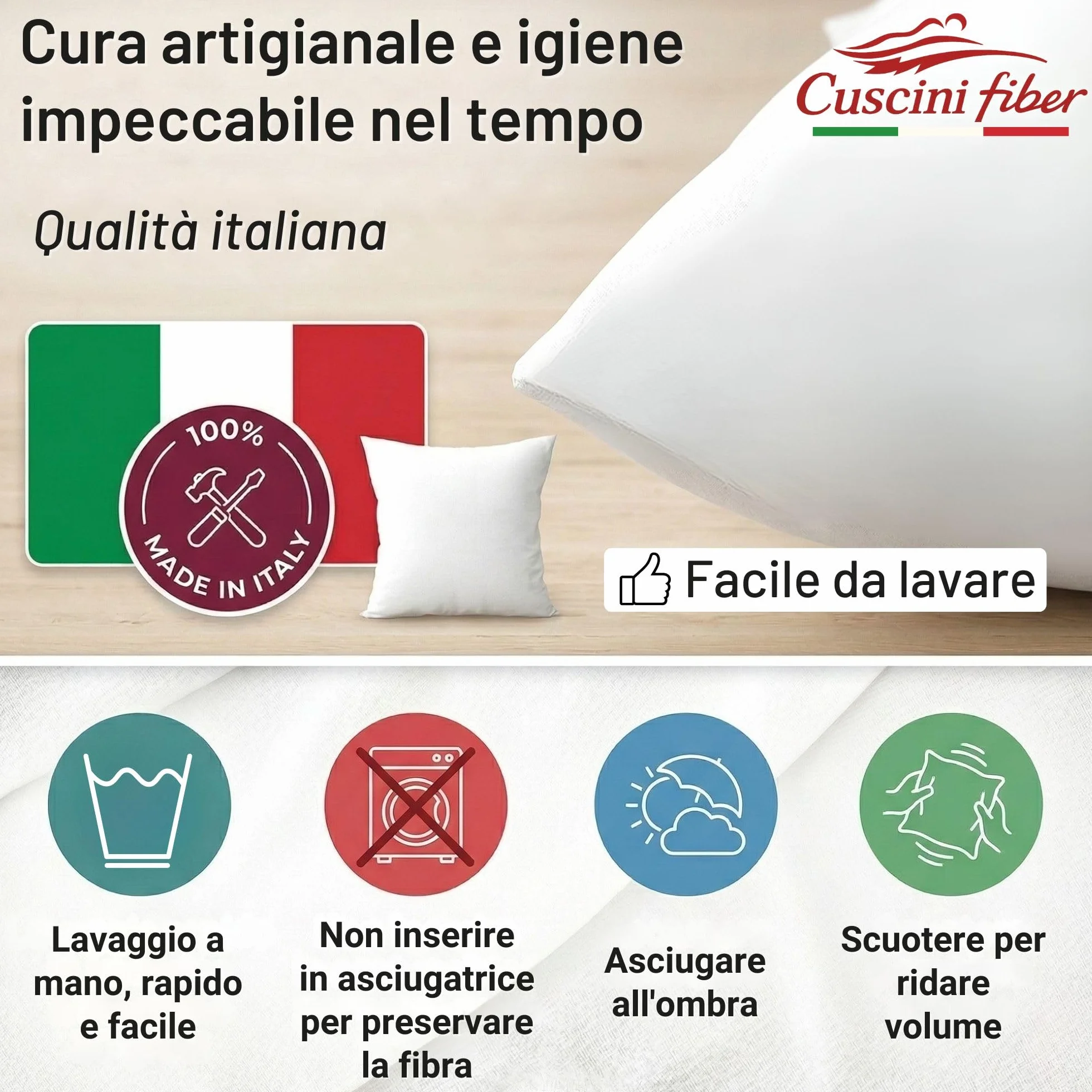 Set 4 Imbottitura Cuscini 40x40 cm, Morbida Made in Italy