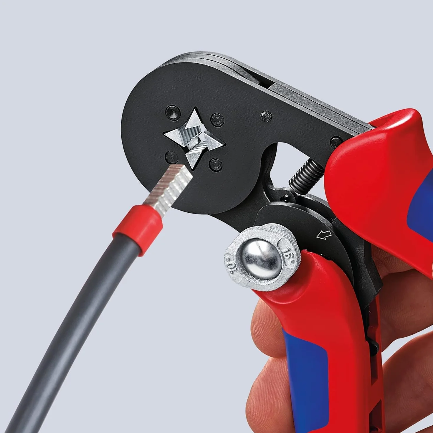 KNIPEX Crimpatrice per terminali a bussola, con regolazione automatica per crimpaggio laterale con impugnature multicomponente 180, 97 53 04