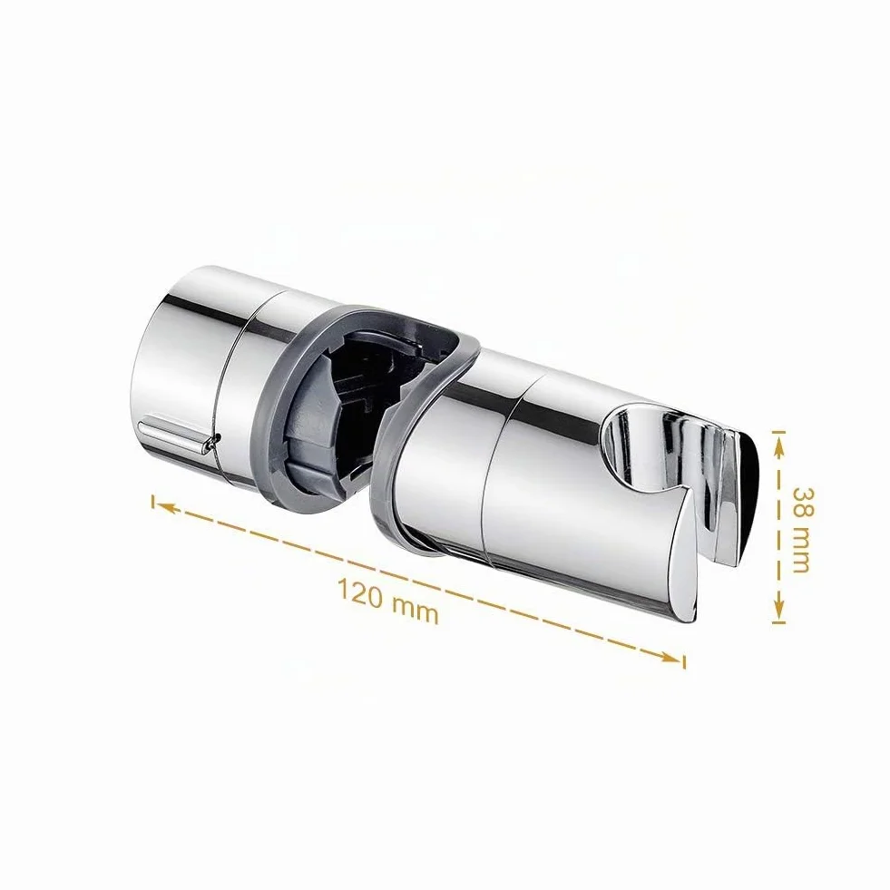Ibergrif M20404 Supporto Soffione Doccia per Barra per Saliscendi, Regolabile Ricambio Porta per Doccetta, 18-25 mm, ABS, Cromo, Argento
