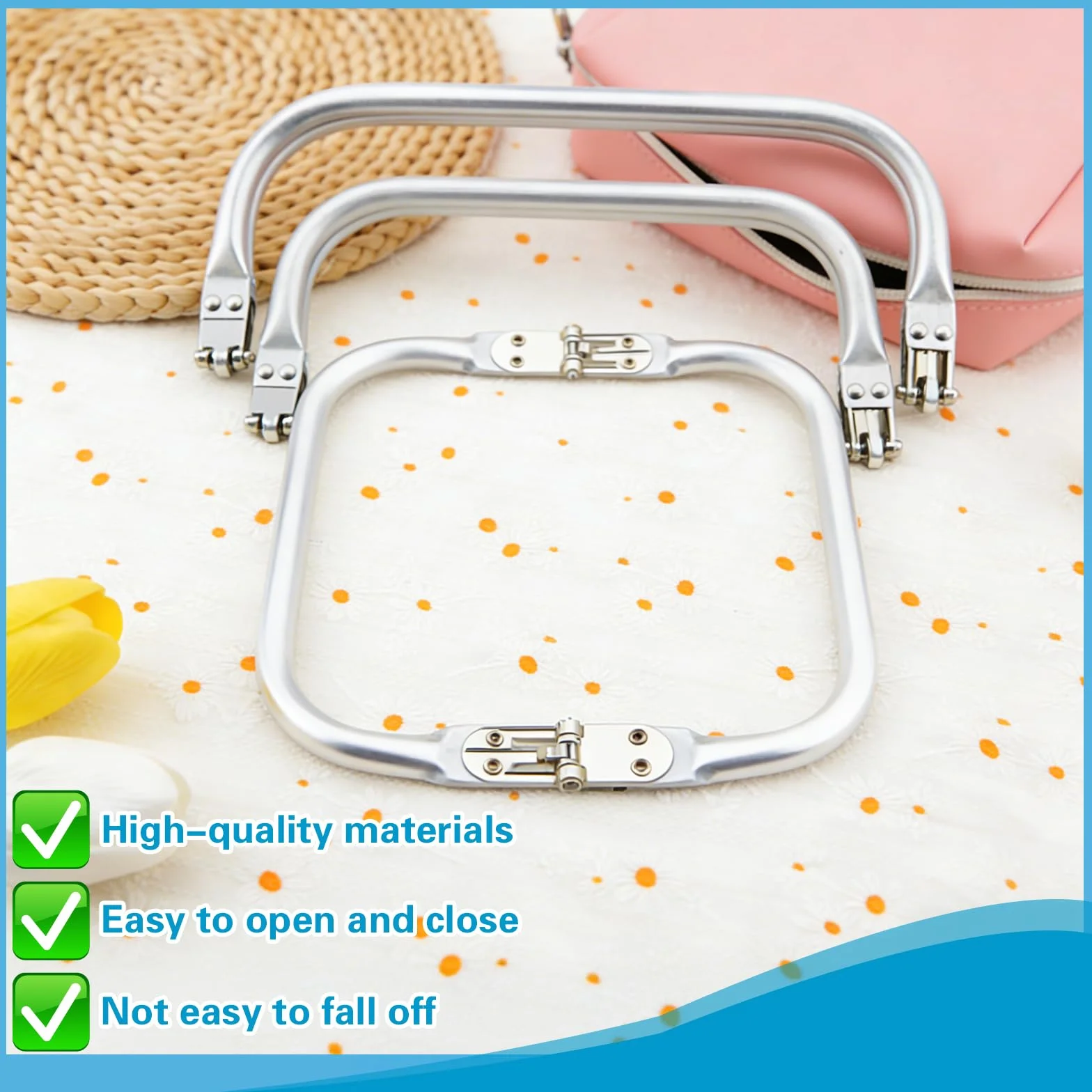 Chiusura Borsa Uncinetto 4 Pezzi Manico in Alluminio 16cm 18cm 20cm 25cm per Borsa Fai da Te