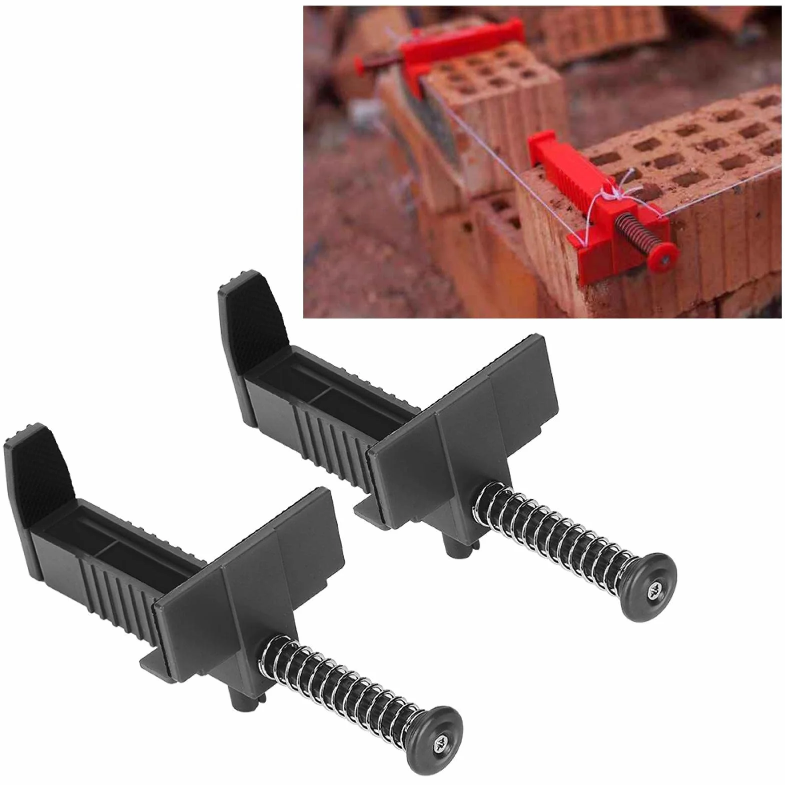 Brick Line Clips Line Runners, 2Pcs Brick Liner Runner Cassetto del Filo Strumento per muratura Strumento di misurazione livellamento per Attrezzatura da Costruzione(Nero)