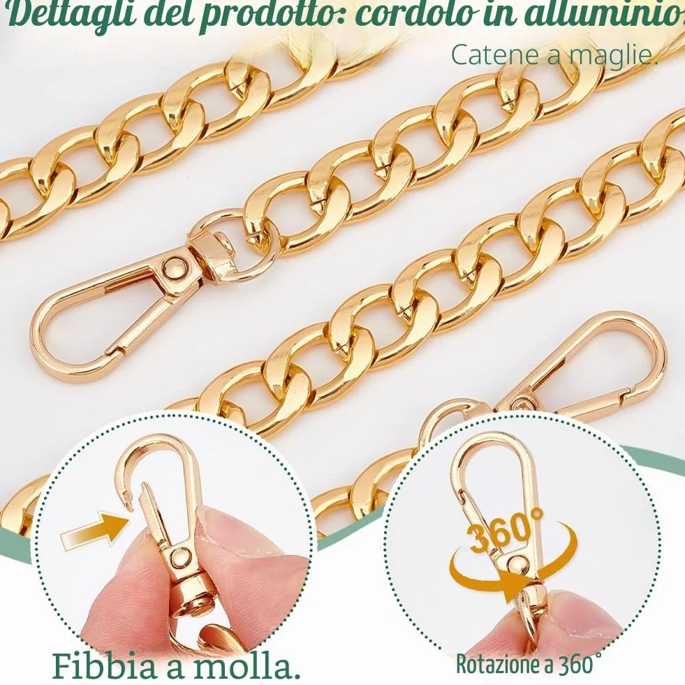 PH PandaHall 40cm Catena per Borsa Oro Catene di Ricambio in Alluminio per Borsetta a Spalla