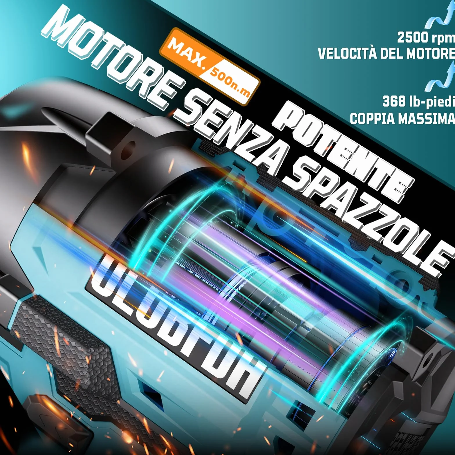 Avvitatore a Impulsi Brushless 500 Nm 1/2" a Batteria 3-in-1 con Batterie 4,0 Ah