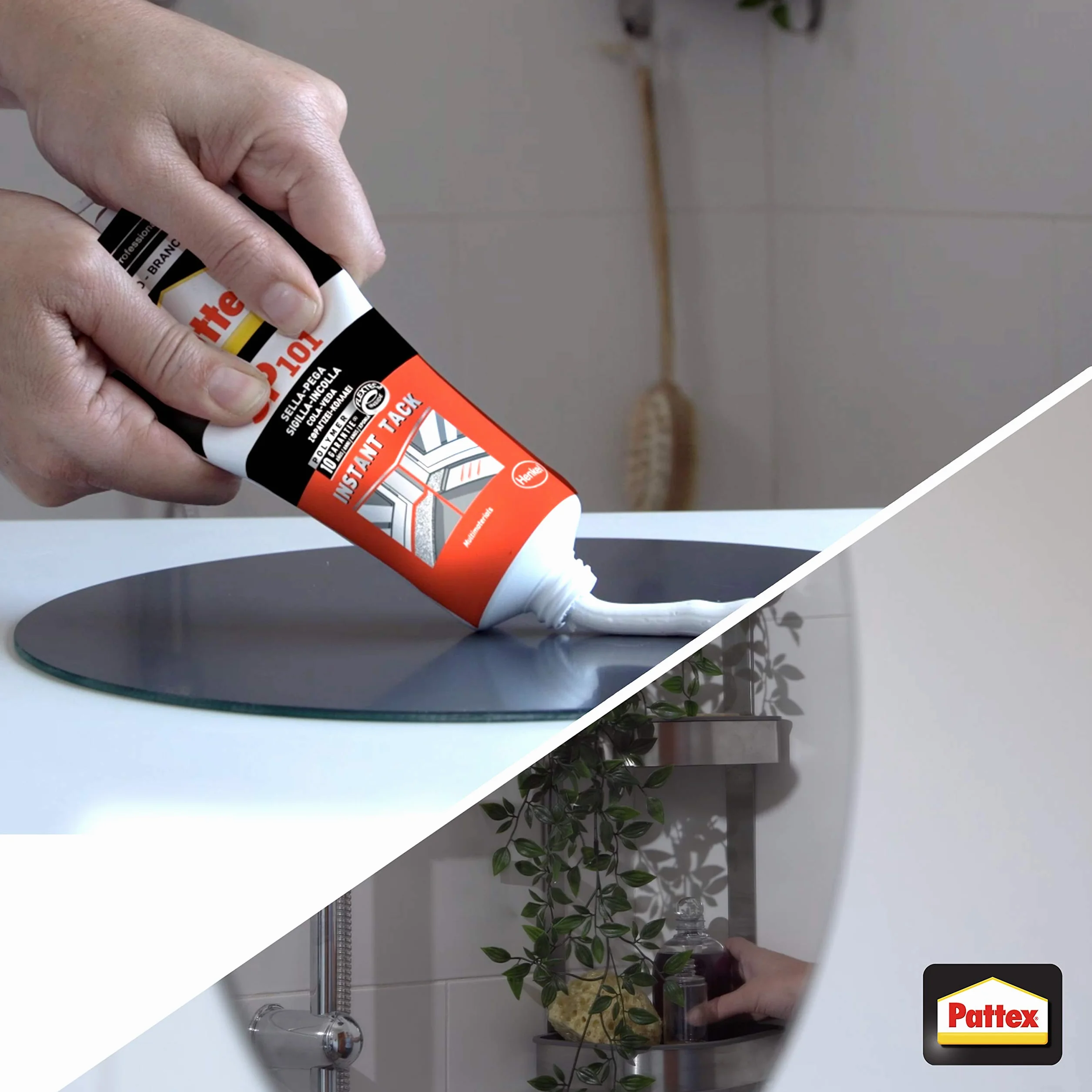 Pattex SP 101 Instant Tack Adesivo sigillante, Adesivo universale multimateriale che non cola, Sigillante universale applicabile sul bagnato, bianco, 1x80ml tubo
