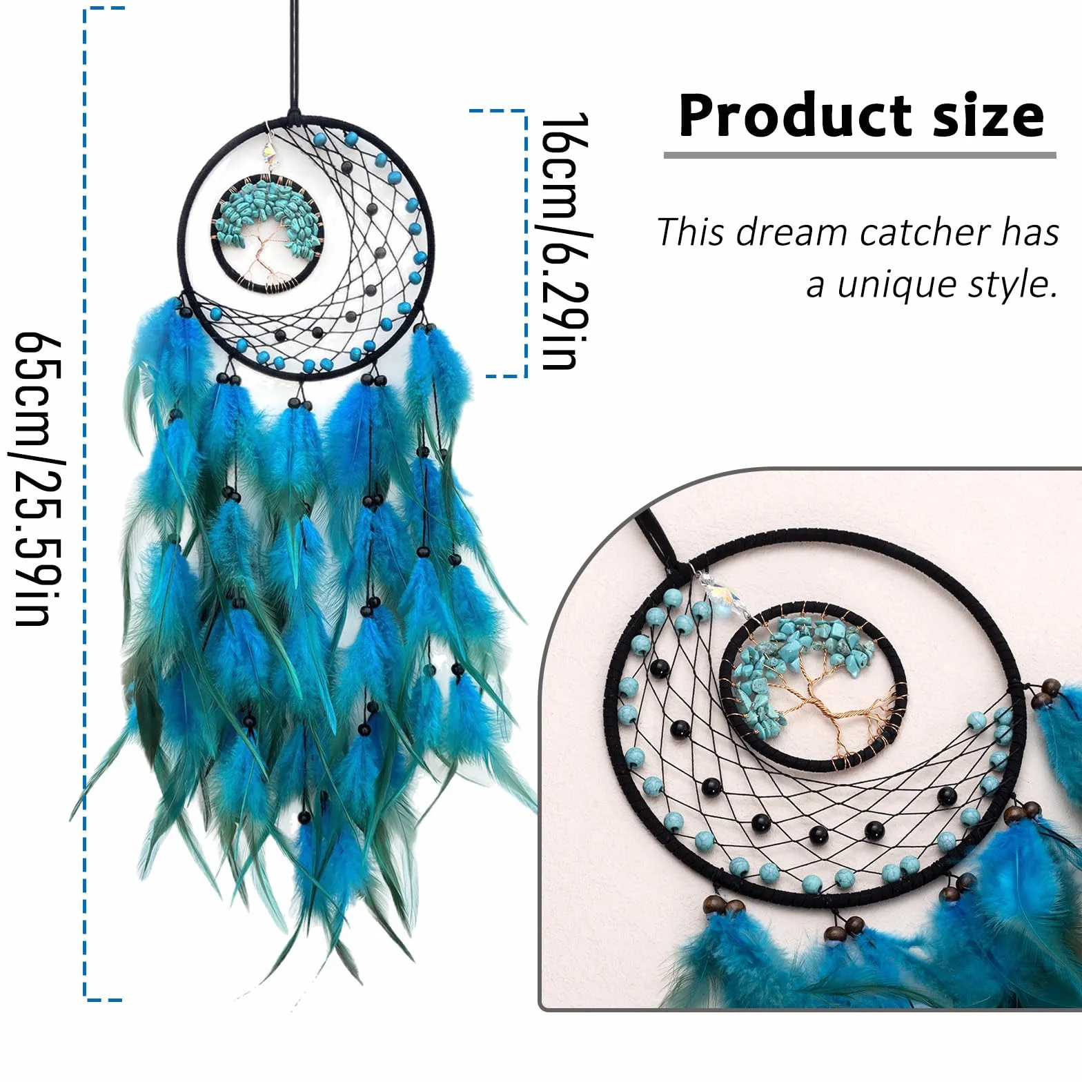 Blu Dream Catcher Acchiappasogni Piume Decorative Appendere Decorazione Casa Parete Regalo