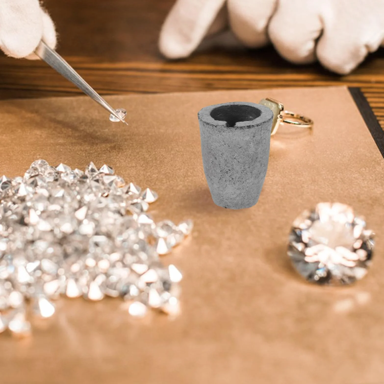 jojofuny Crogiolo in Grafite Carburo di Silicio per Fusione di Metalli come Rame, Alluminio e Argento, Capacità 20ml, per Analisi e Campionamento in Laboratorio