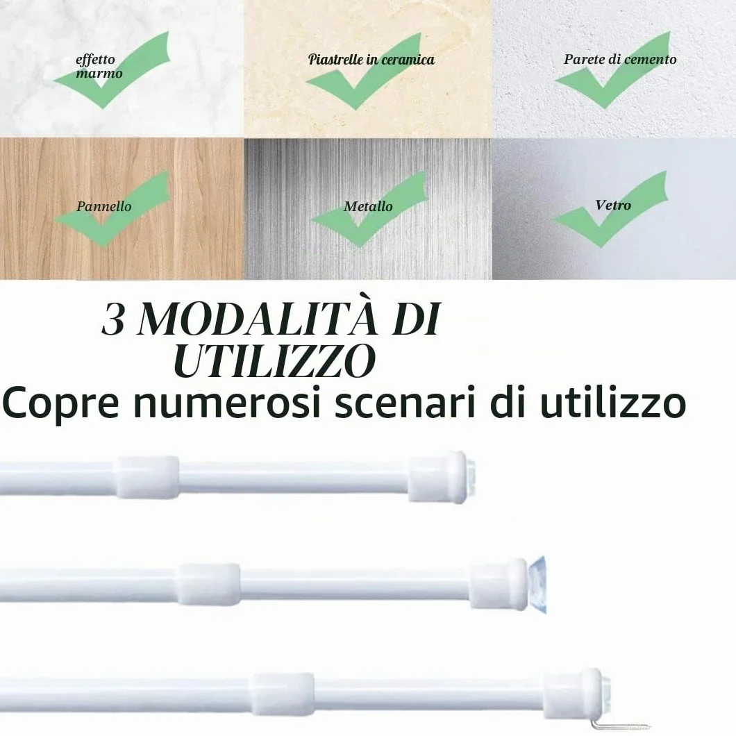 Aste per tende a pressione estendibili Bianco 30-45cm 2 unità