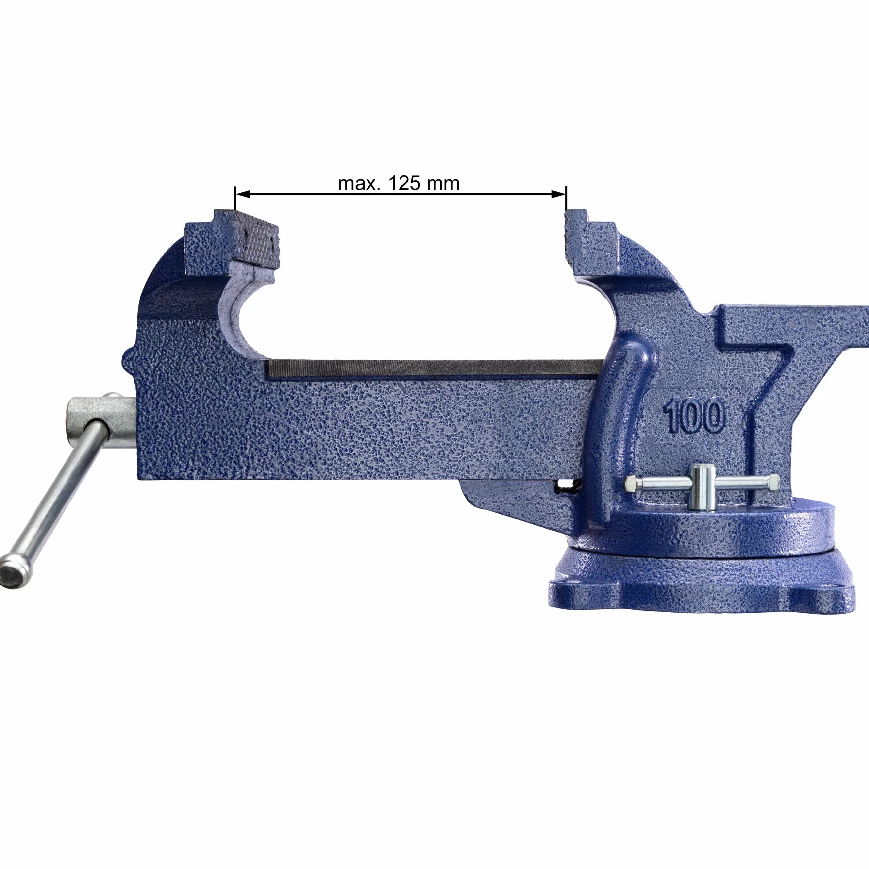 tectake® Morsa da Banco Ghisa 27x10x15 cm, Morsa da Falegname con Incudine per Banco da Lavoro, Attrezzi Falegnameria, Base Girevole, Apertura 125 mm, Ideale Fai da te in Garage o Officina - Blu